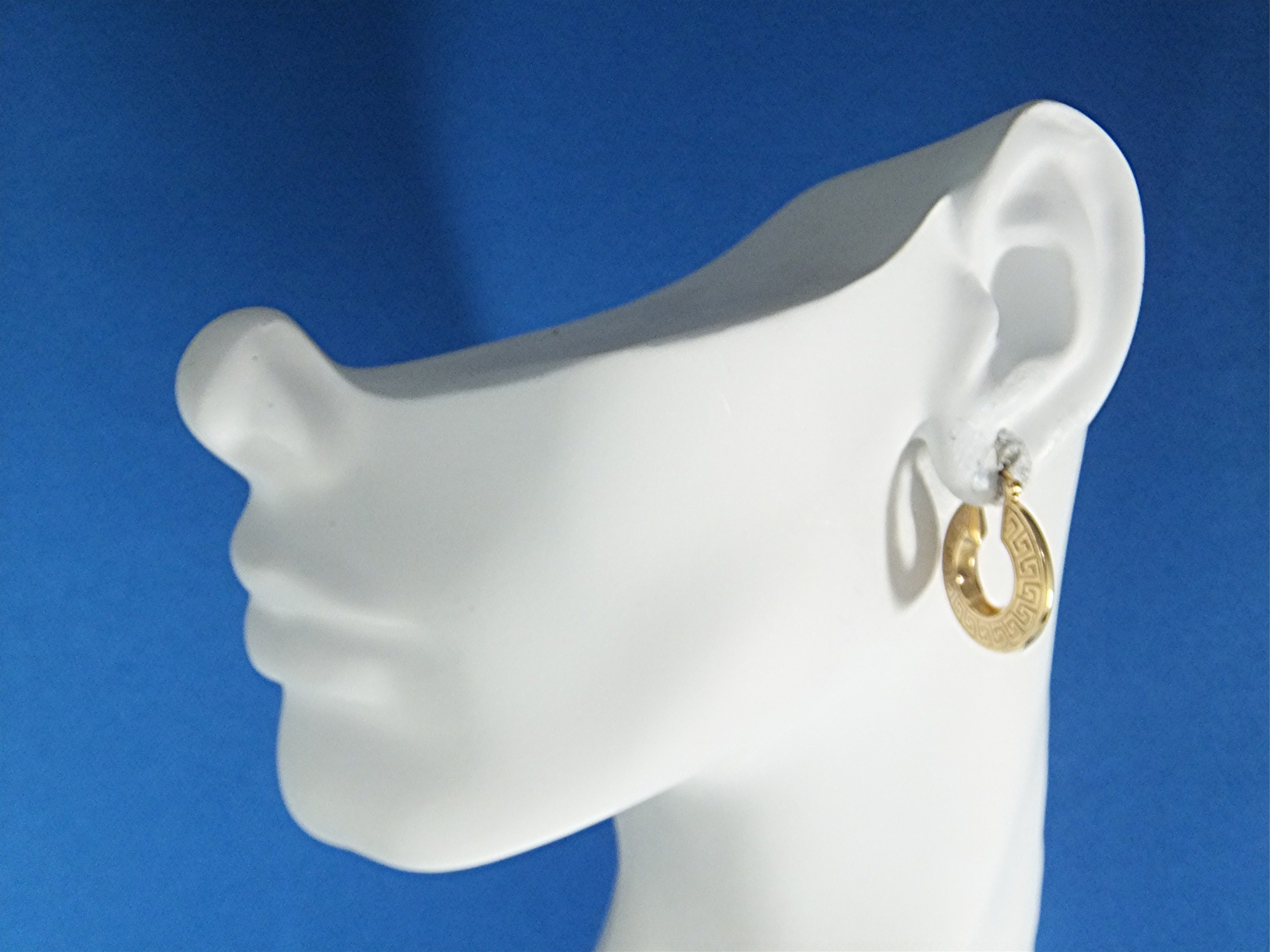 Earrings 14K Gold Greek Key Hoops