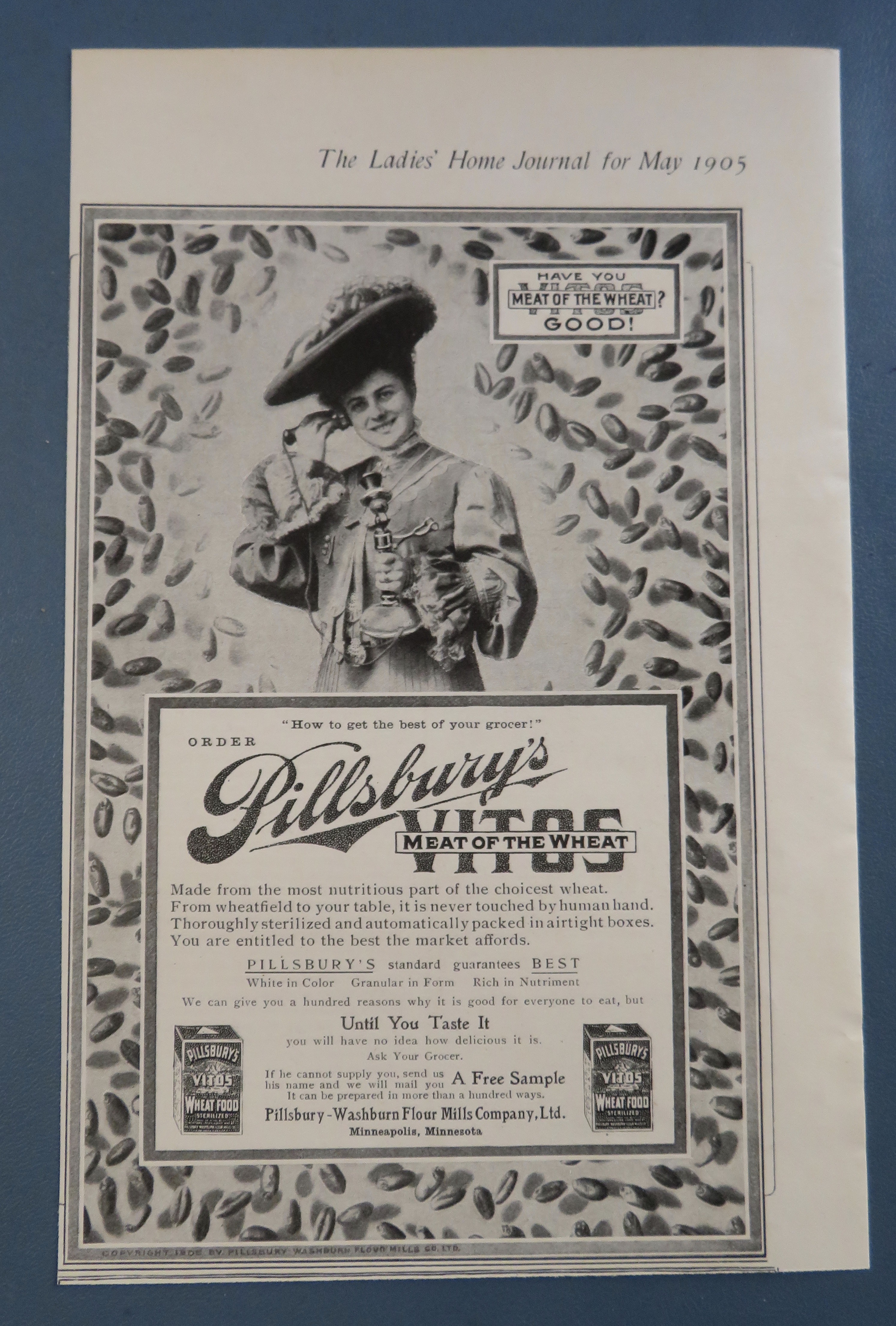 1905 Pillsbury's Vitos Wheat Food with Lovely Woman