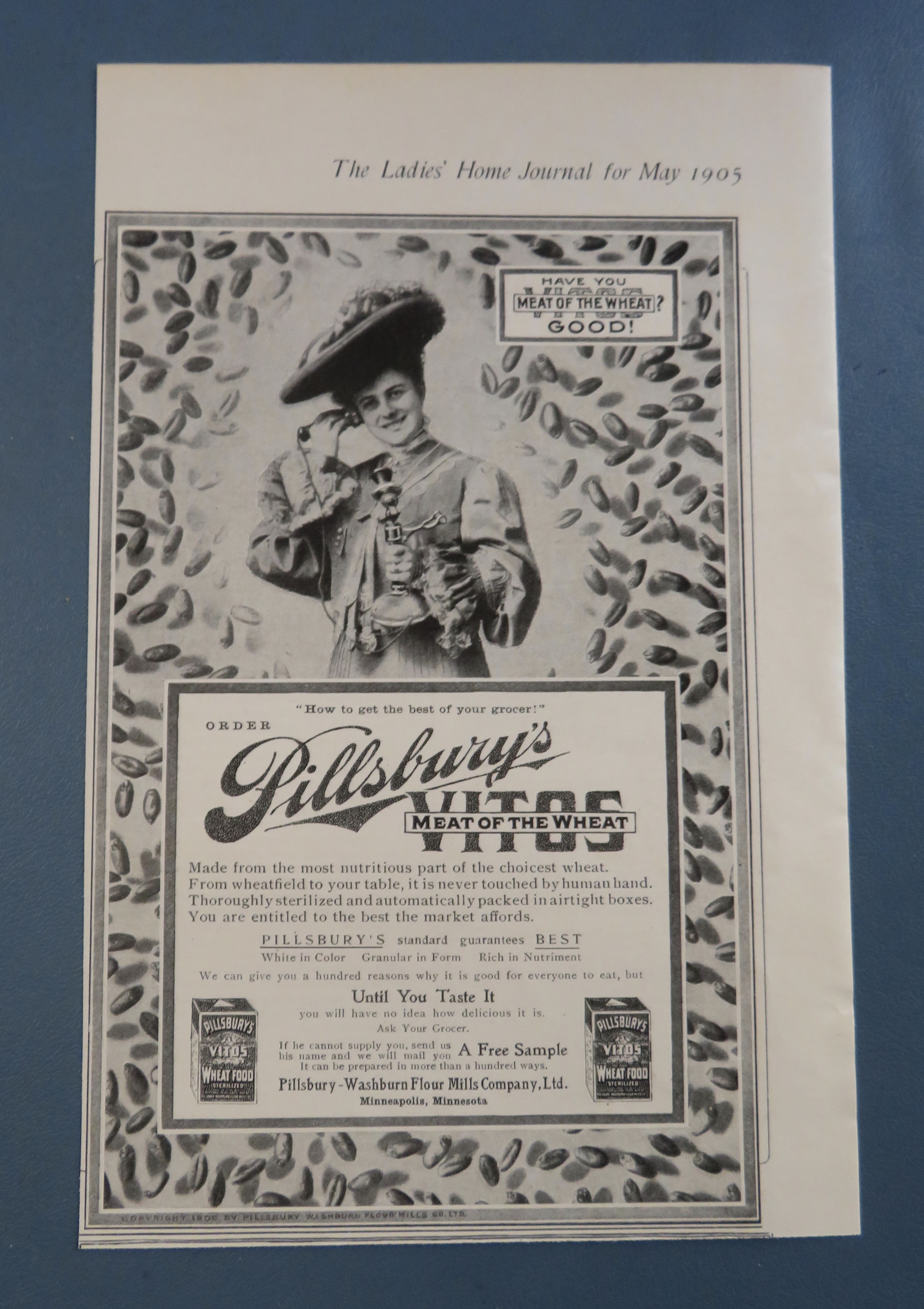 1905 Pillsbury's Vitos Wheat Food with Lovely Woman