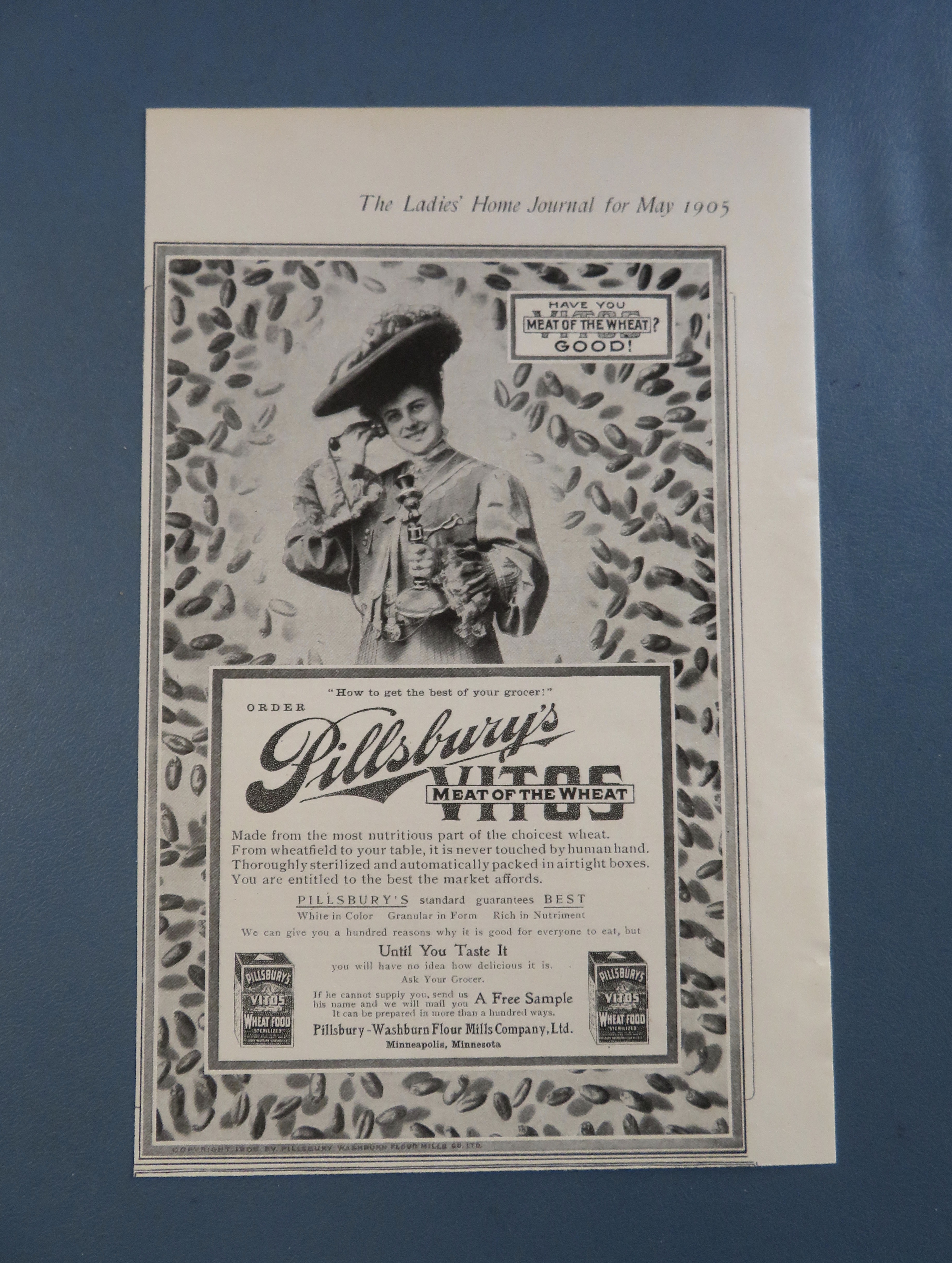 1905 Pillsbury's Vitos Wheat Food with Lovely Woman