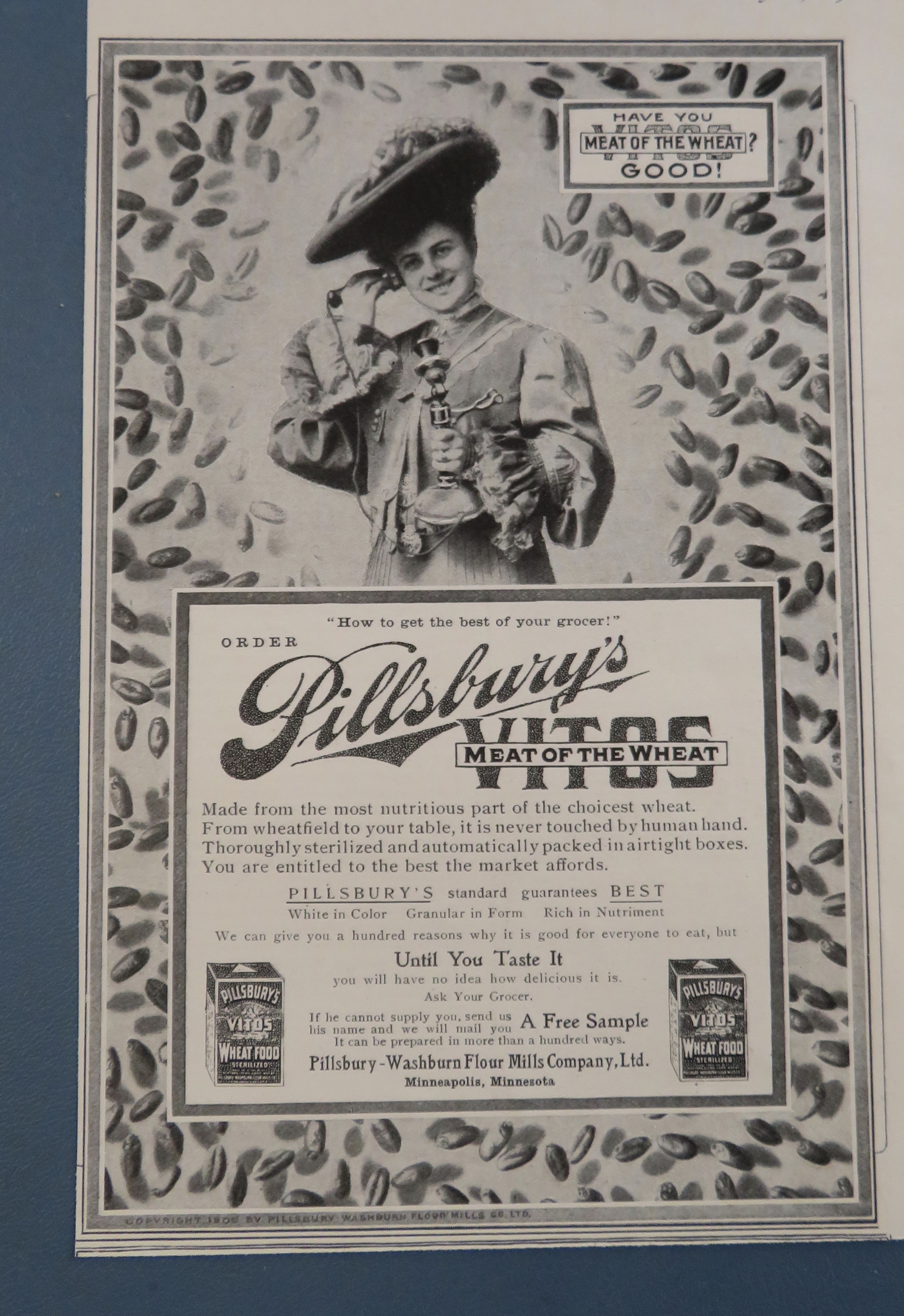 1905 Pillsbury's Vitos Wheat Food with Lovely Woman