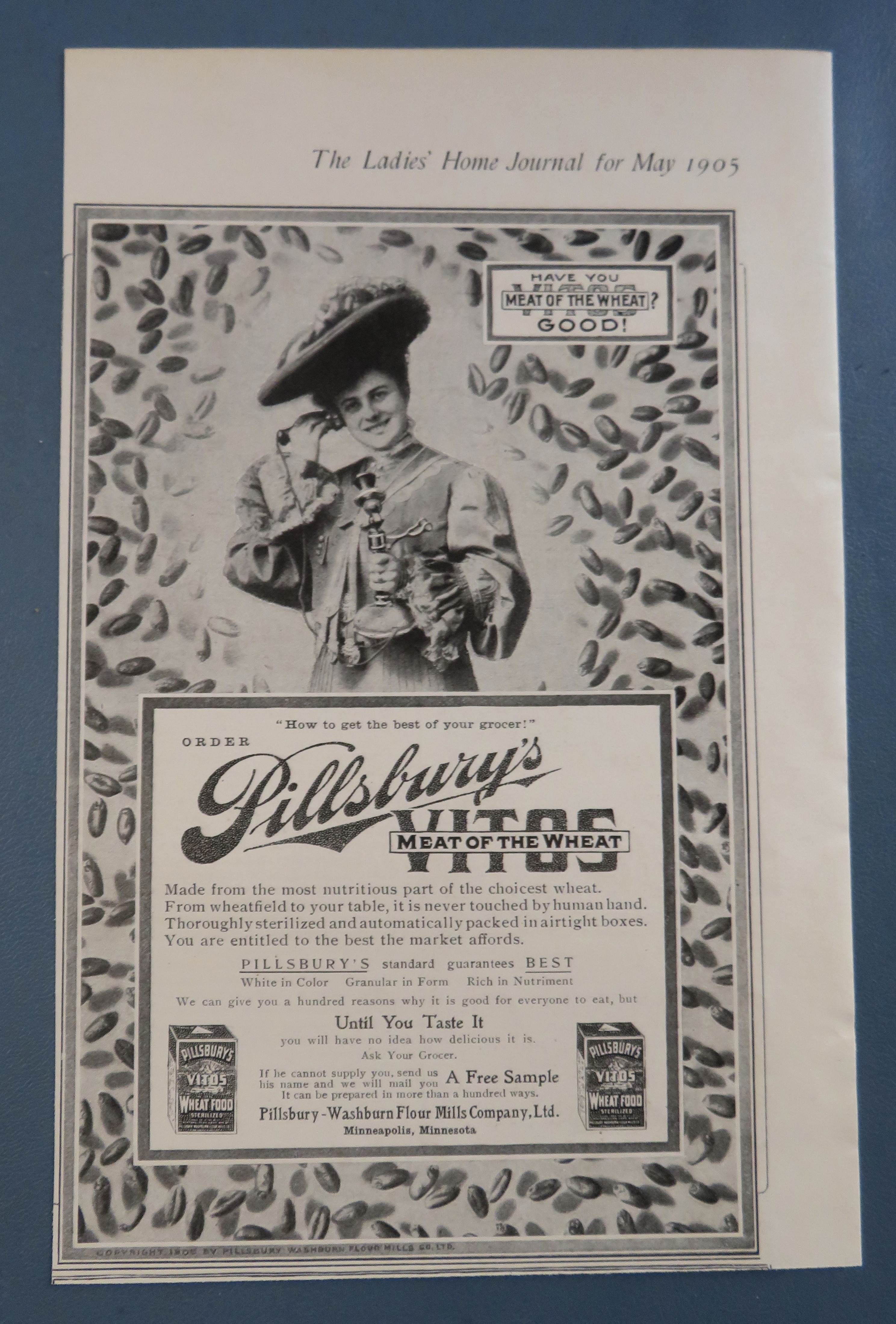 1905 Pillsbury's Vitos Wheat Food with Lovely Woman