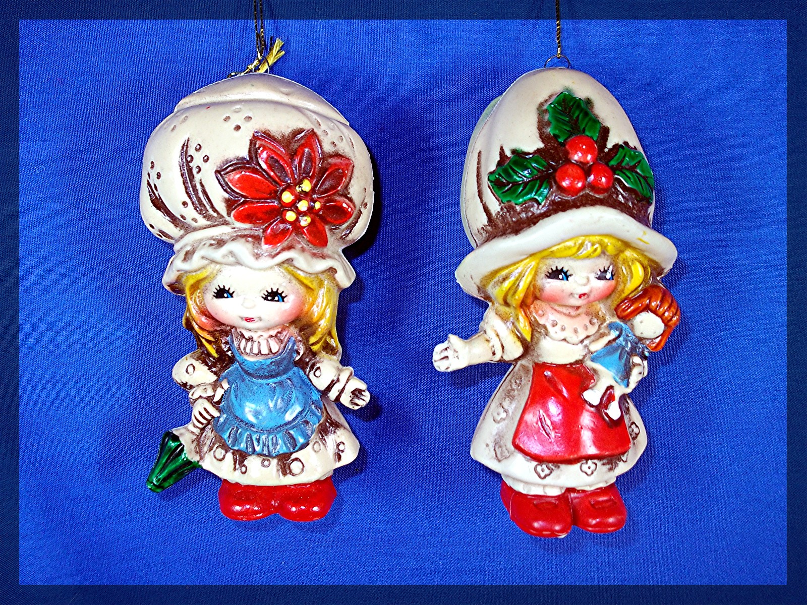 Celluloid Plastic Holly Hobby Doll Ornaments 2 ..