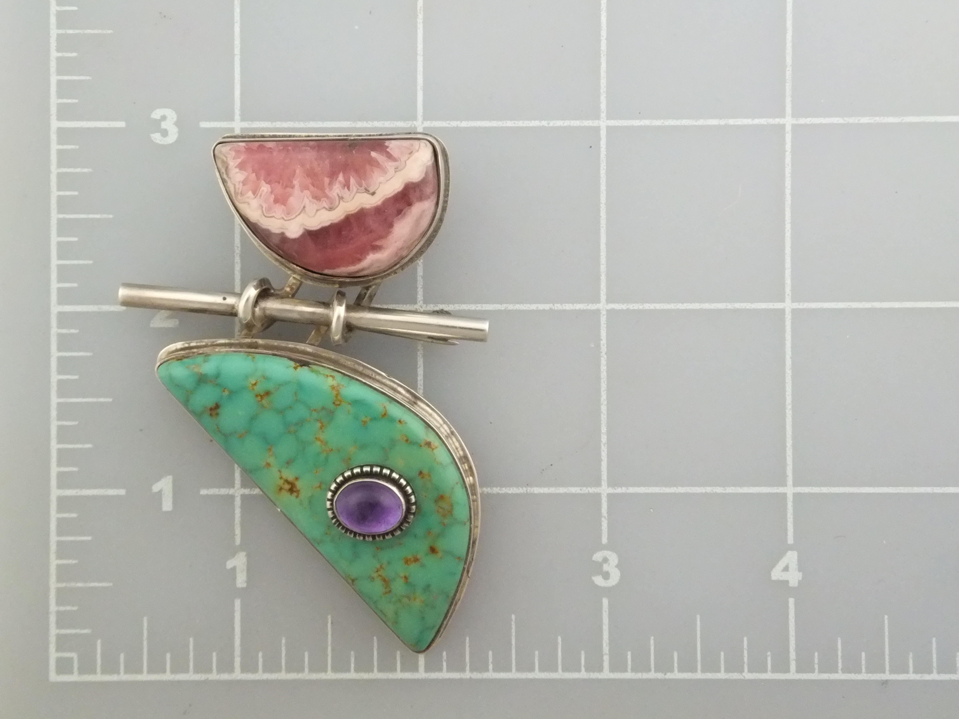 David Troutman Rhodochrosite Amethyst Turquoise Sterlin