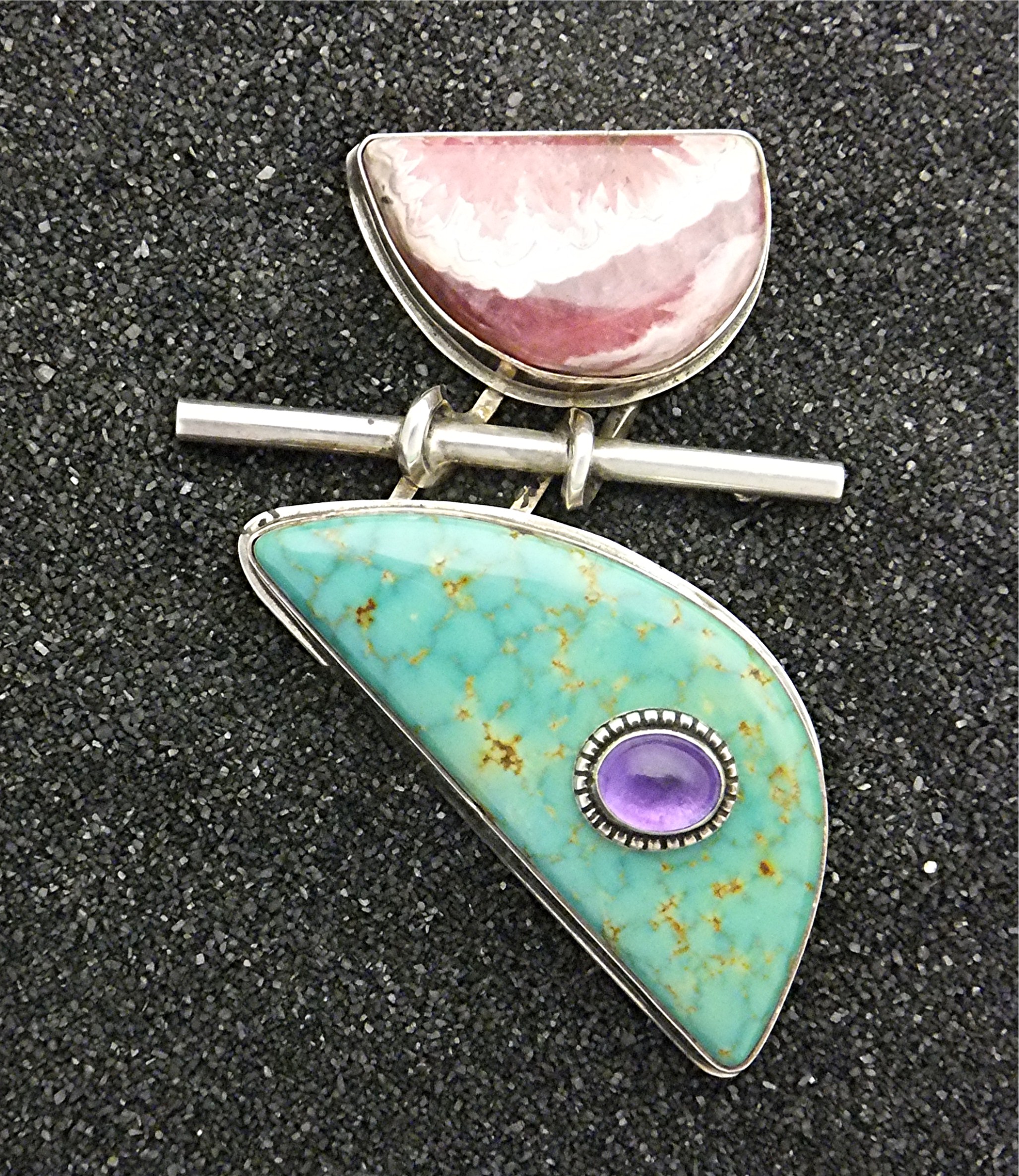 David Troutman Rhodochrosite Amethyst Turquoise Sterlin