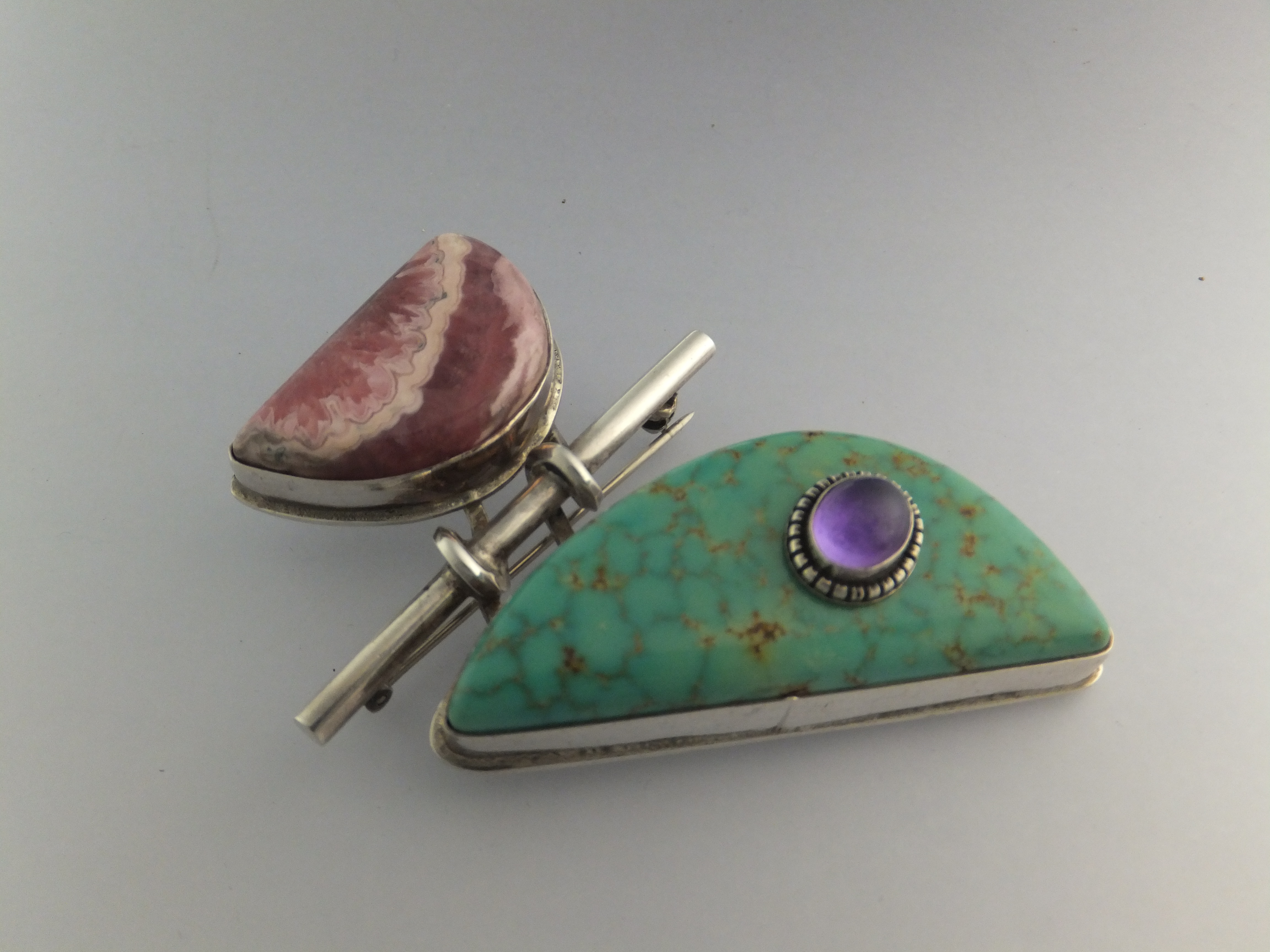 David Troutman Rhodochrosite Amethyst Turquoise Sterlin