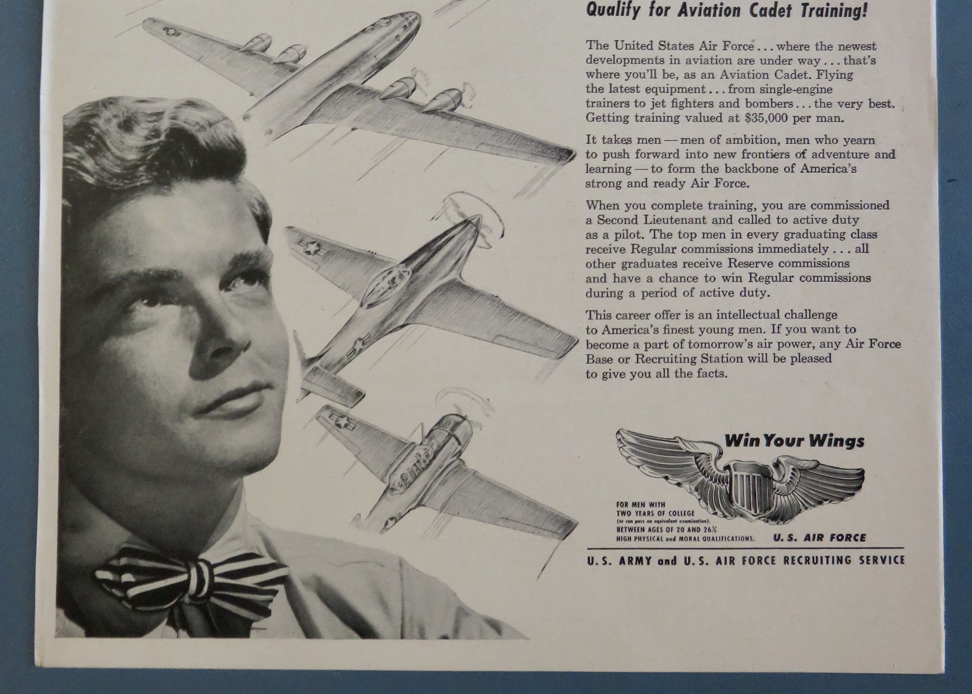 1940's US Army & US Air Force Recruiting w/Young Boy