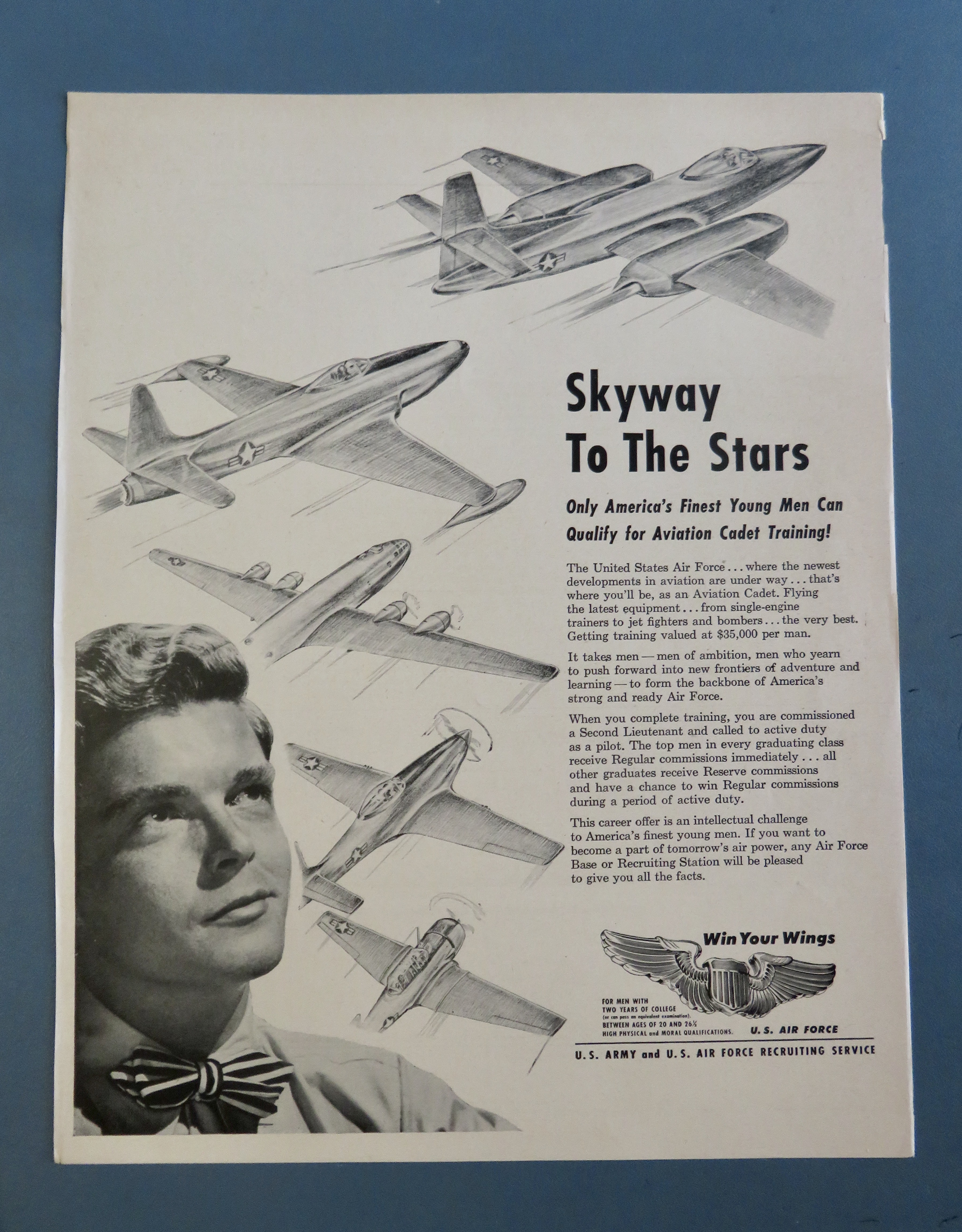 1940's US Army & US Air Force Recruiting w/Young Boy