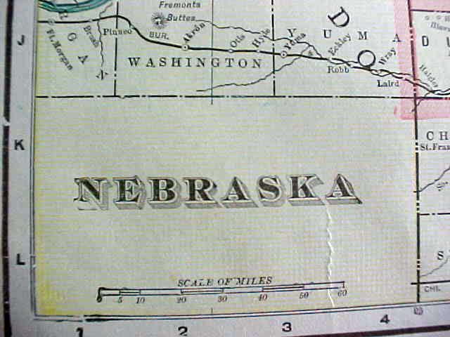 Crams Map Kansas Nebraska 1898 Antique