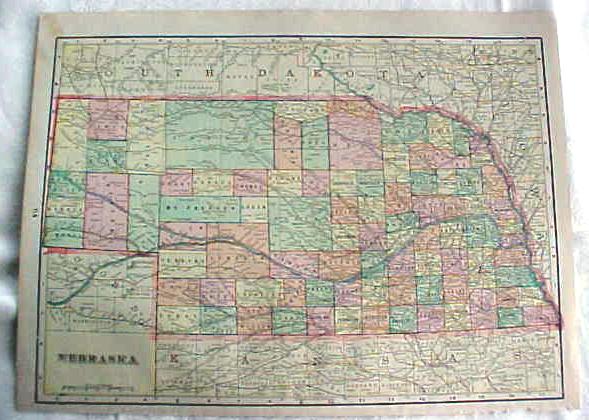 Crams Map Kansas Nebraska 1898 Antique