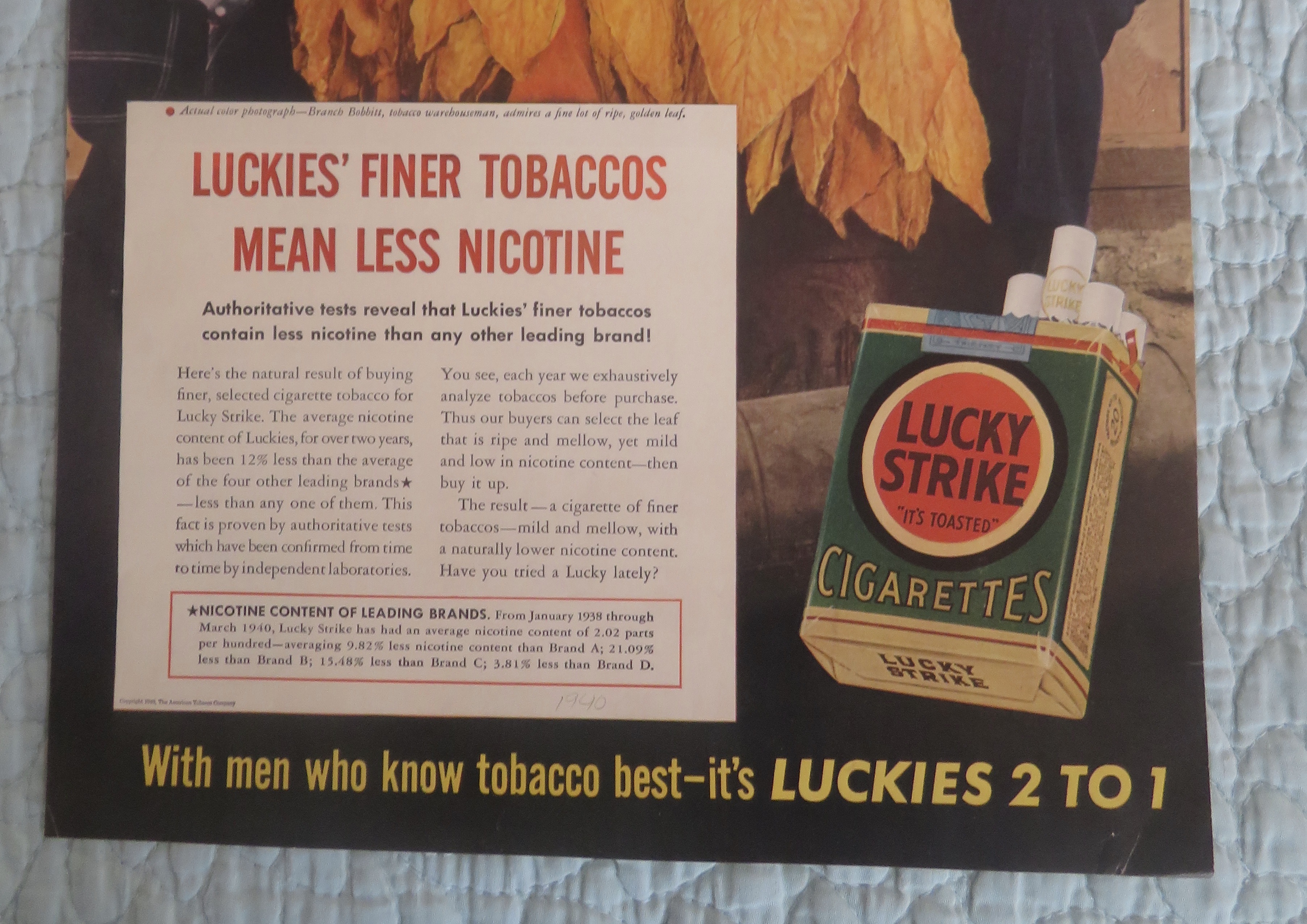 1940 Lucky Strike Cigarettes with Man Buying Tobacco