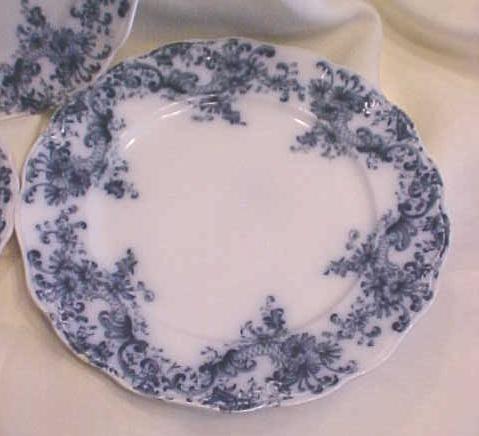 Teacup Saucer Luncheon & Dinner Plate Blue Transferware