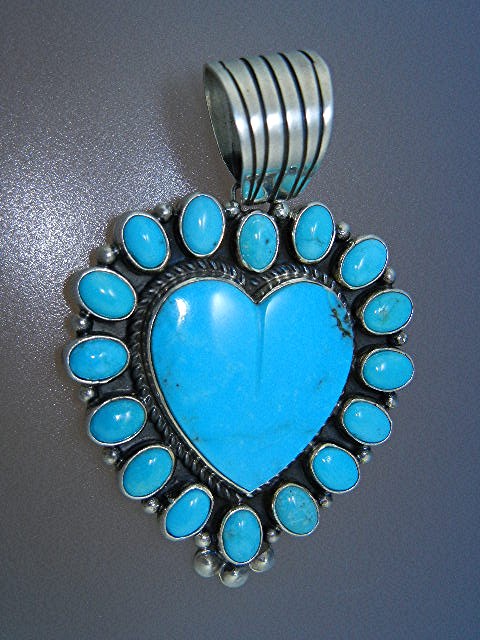 Navajo Turquoise Sterling Silver Heart Geneva J.A