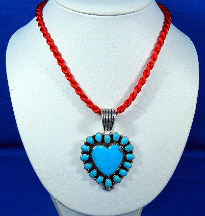 Navajo Turquoise Sterling Silver Heart Geneva J.A