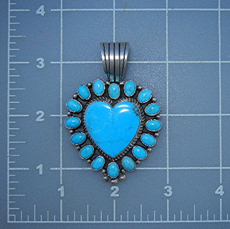 Navajo Turquoise Sterling Silver Heart Geneva J.A