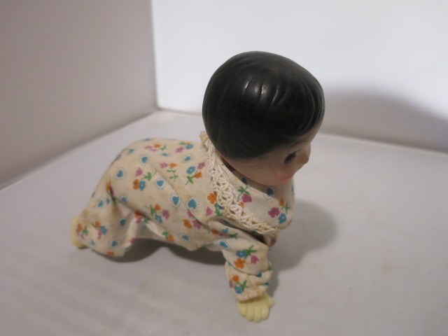 Crawling Baby Doll Wind Up by Clockwork H 4.5 X L 5.25 circa 1950
