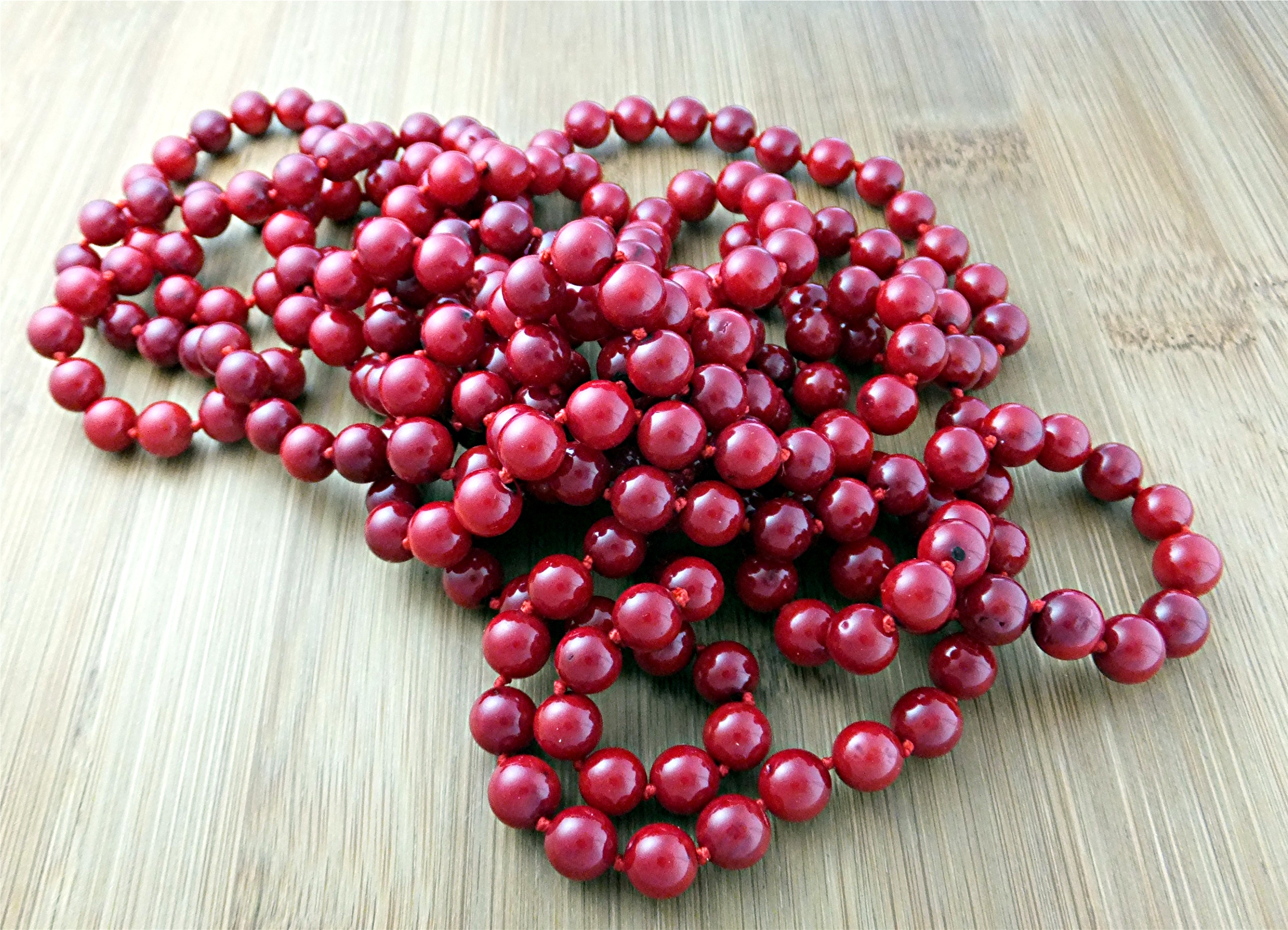 Necklace Red Coral 80 Inches Long