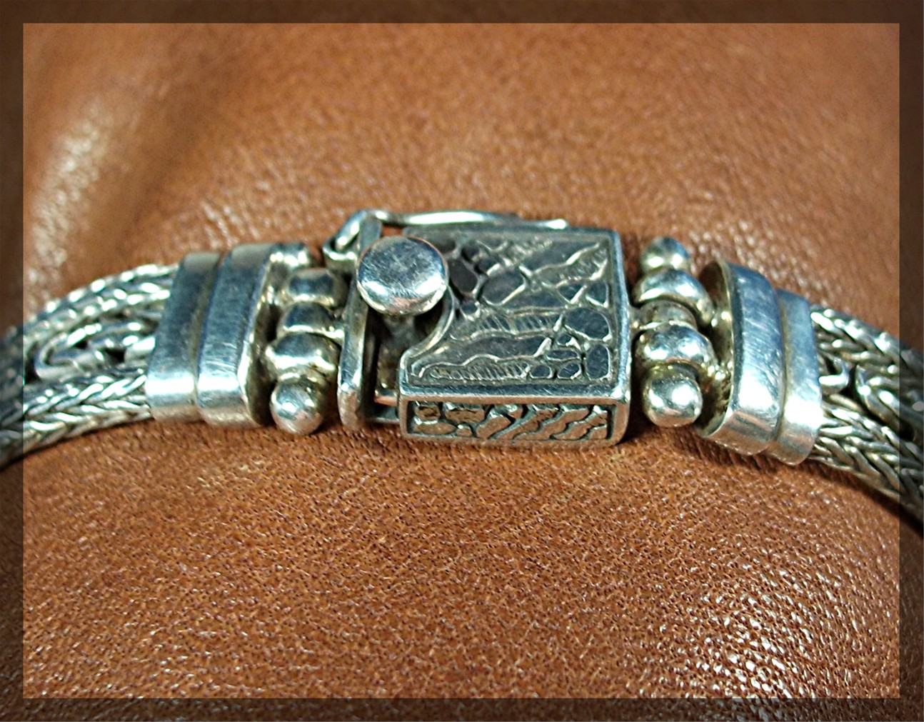 Bracelet Sterling Silver Square Amethyst Push Clasp