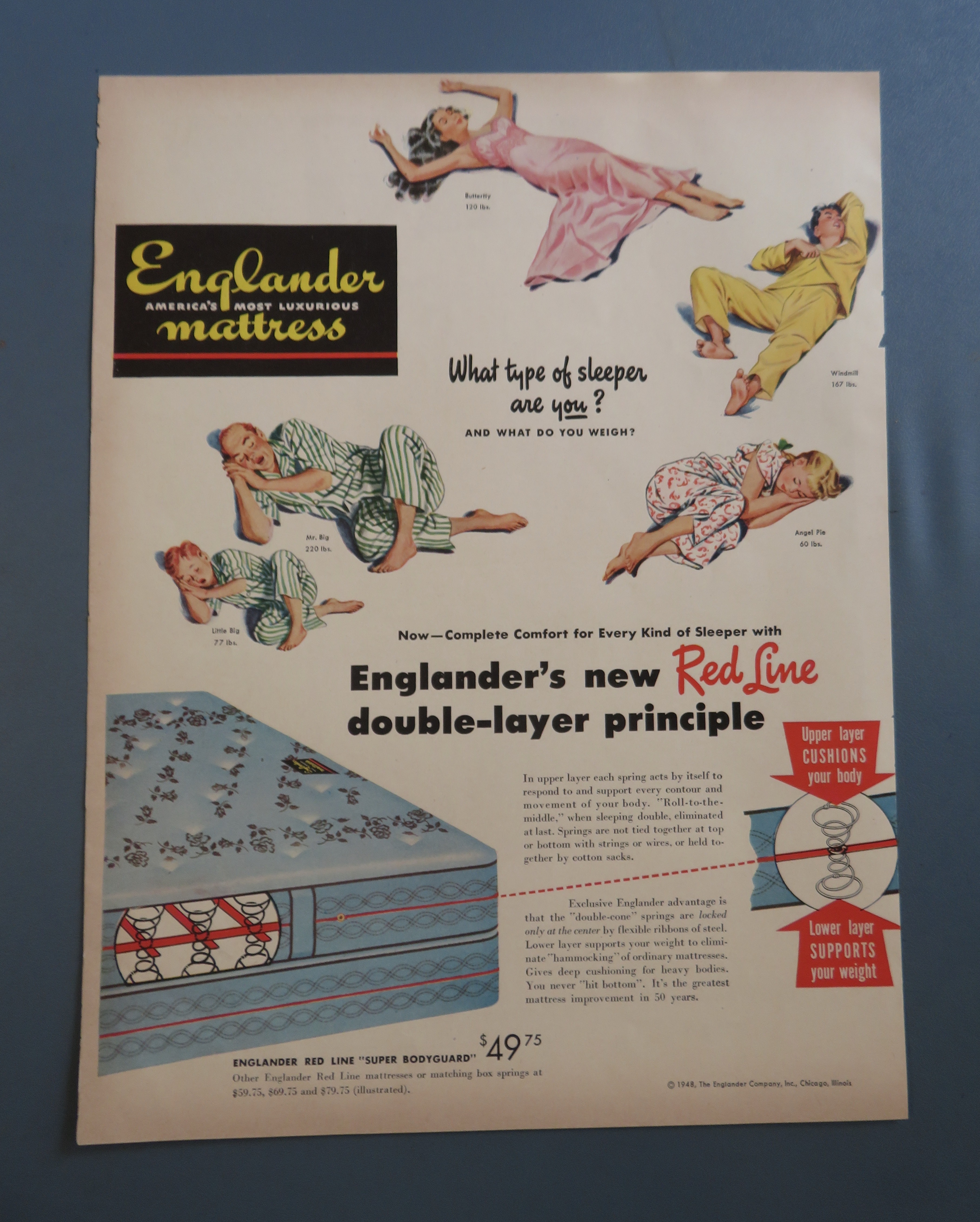 1948 Englander Mattress w/5 Different Types of Sleepers