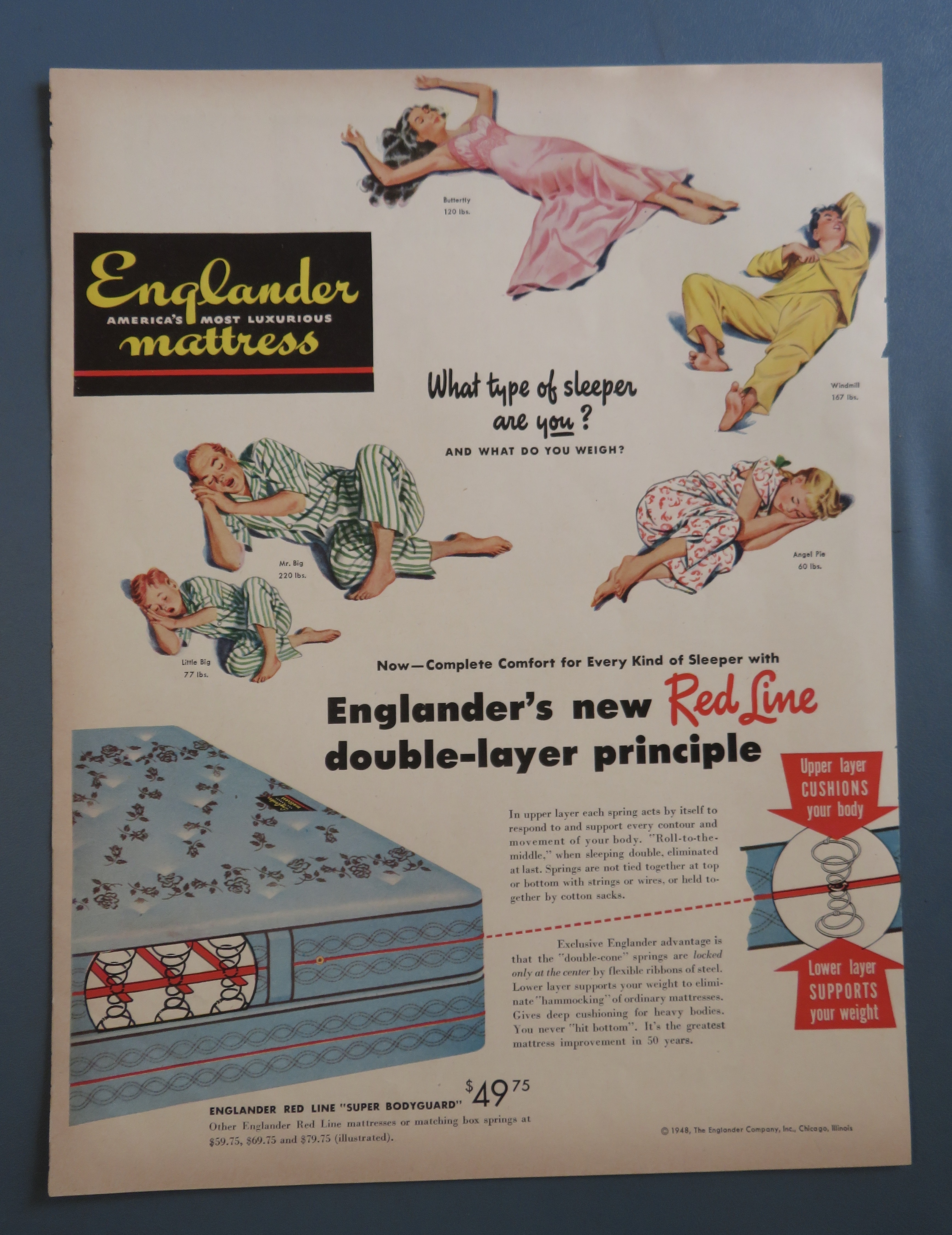 1948 Englander Mattress w/5 Different Types of Sleepers