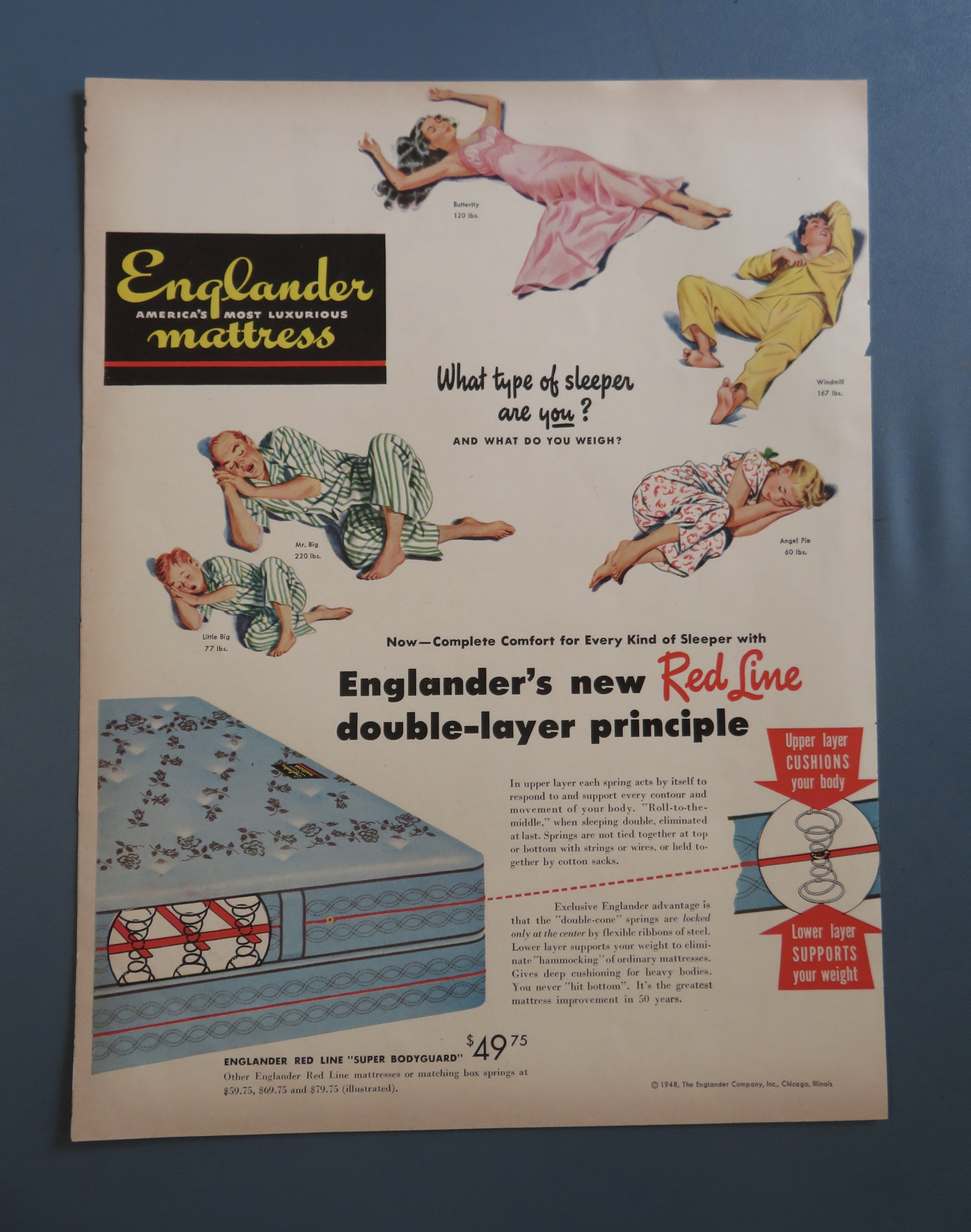 1948 Englander Mattress w/5 Different Types of Sleepers