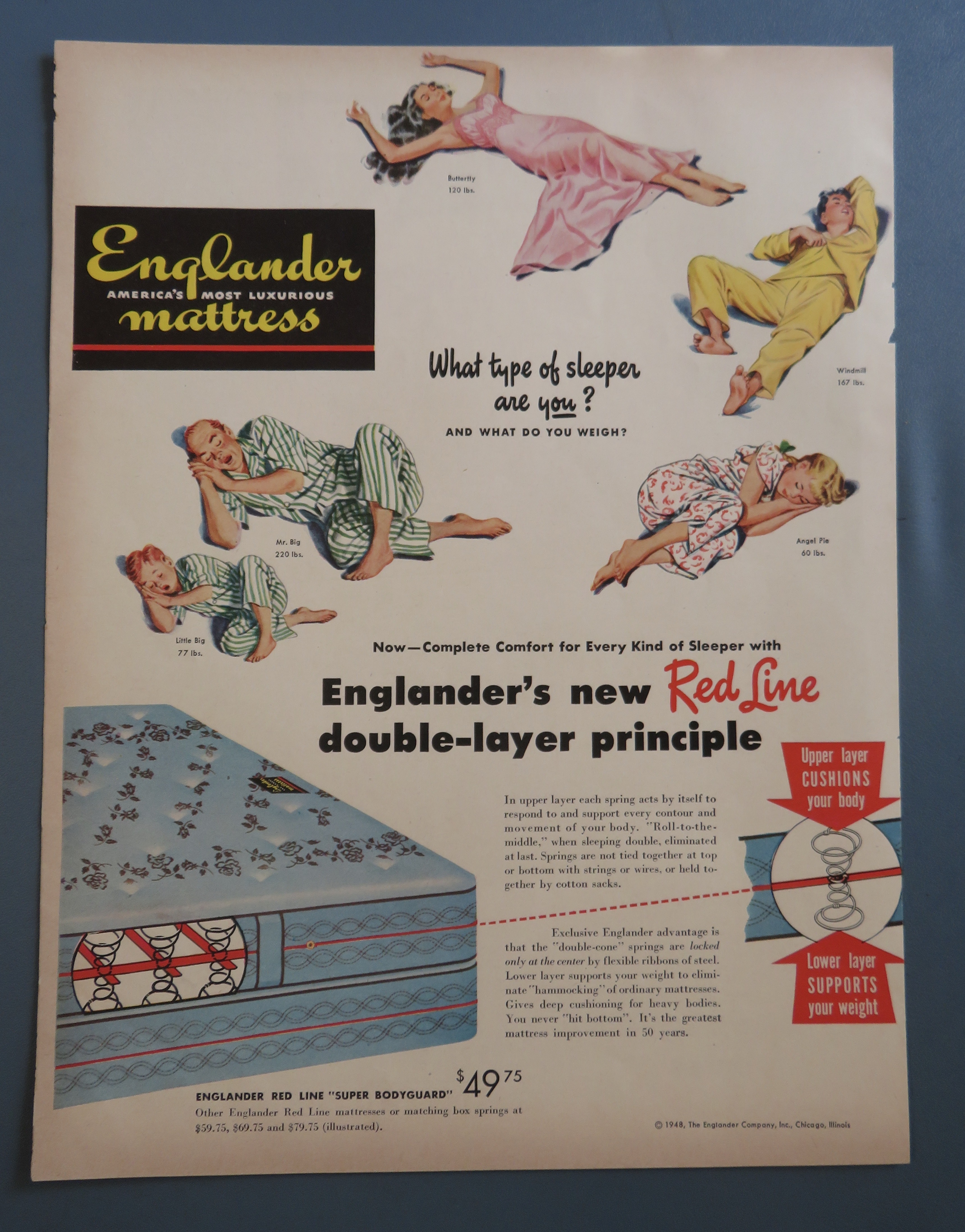 1948 Englander Mattress w/5 Different Types of Sleepers