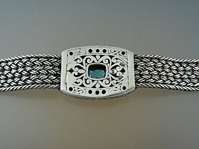 Samuel Benham 18K Gold Sterling Silver Blue Topaz Brace