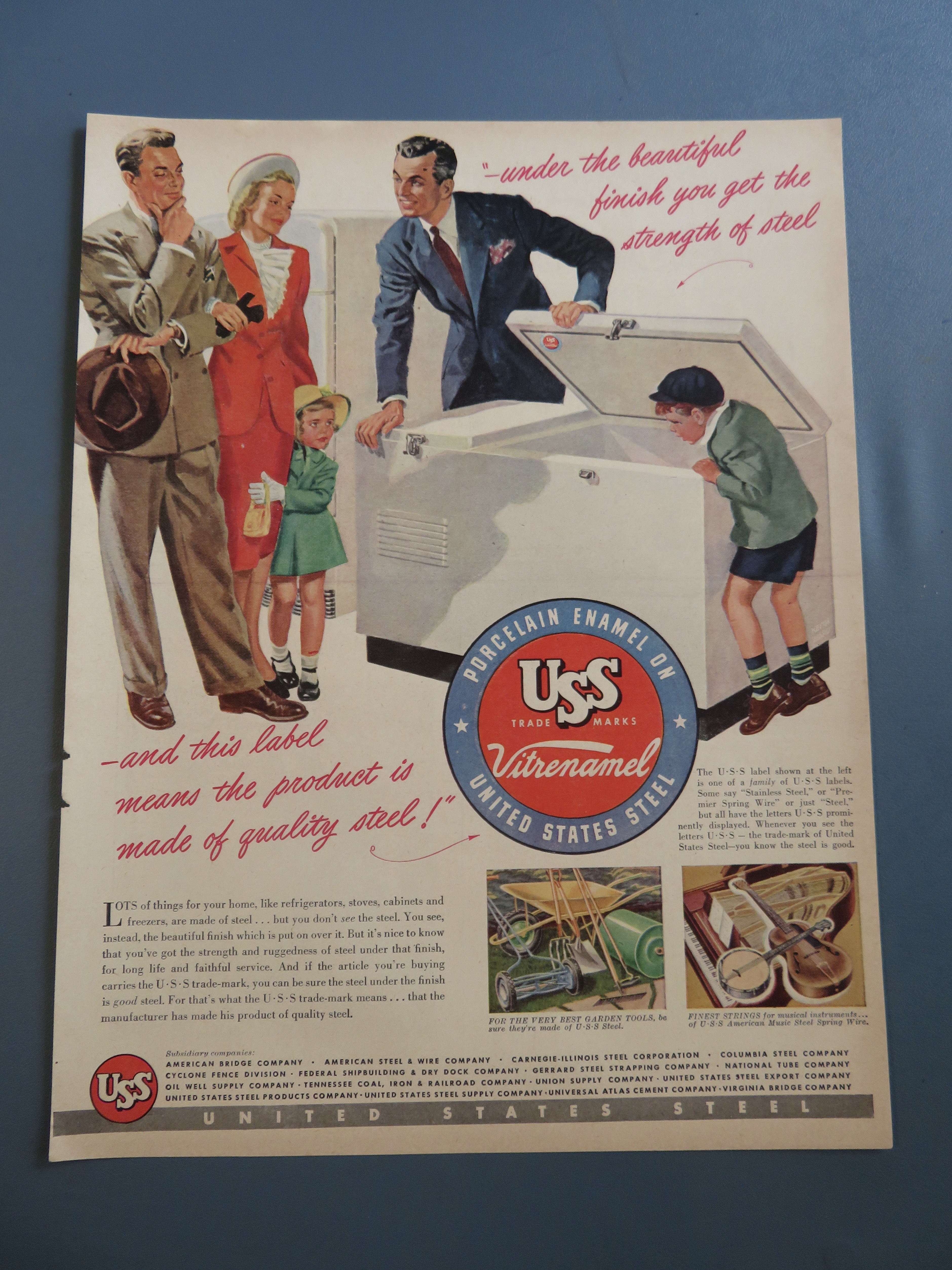 1948 USS Steel with Family Looking at a Freezer