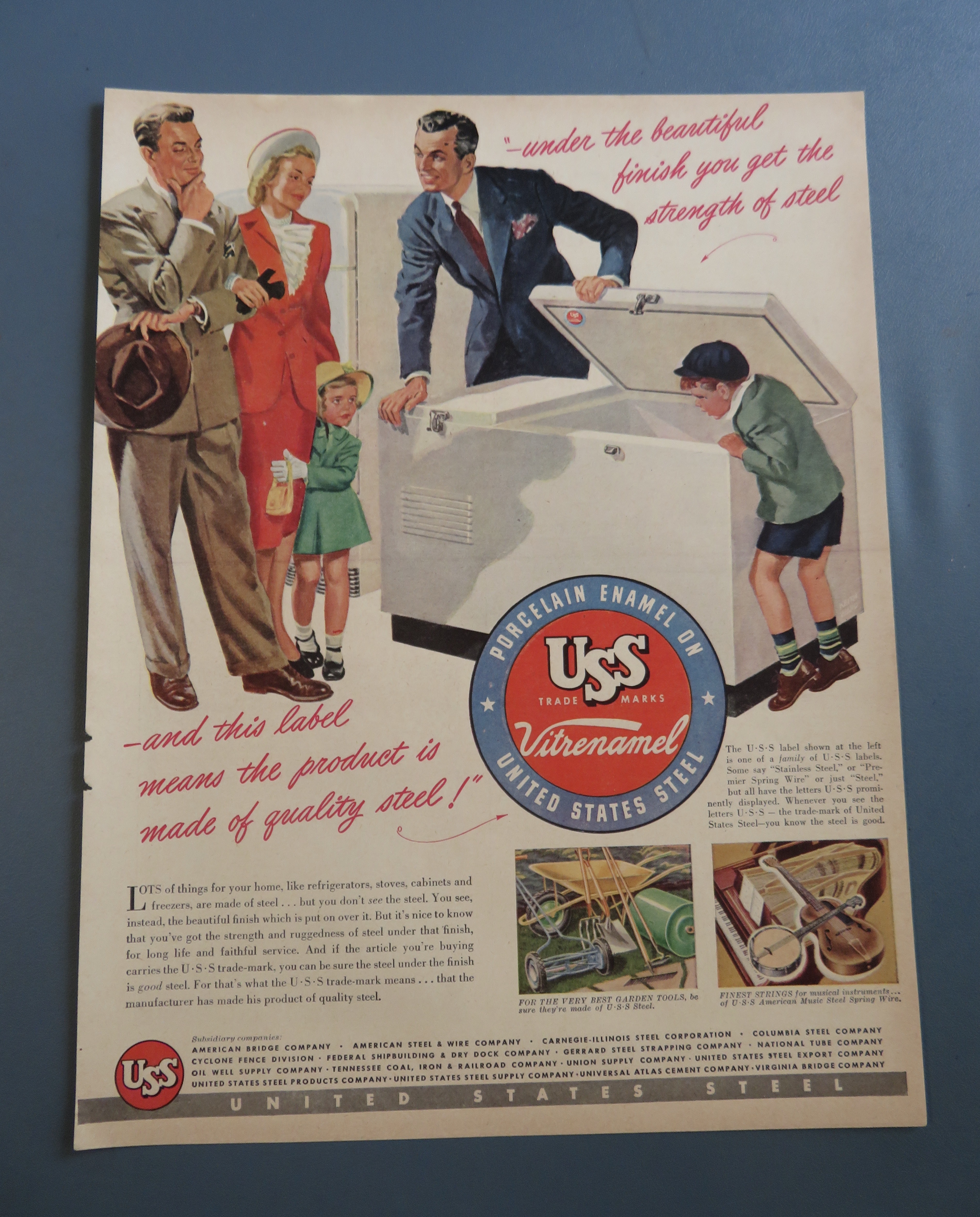 1948 USS Steel with Family Looking at a Freezer