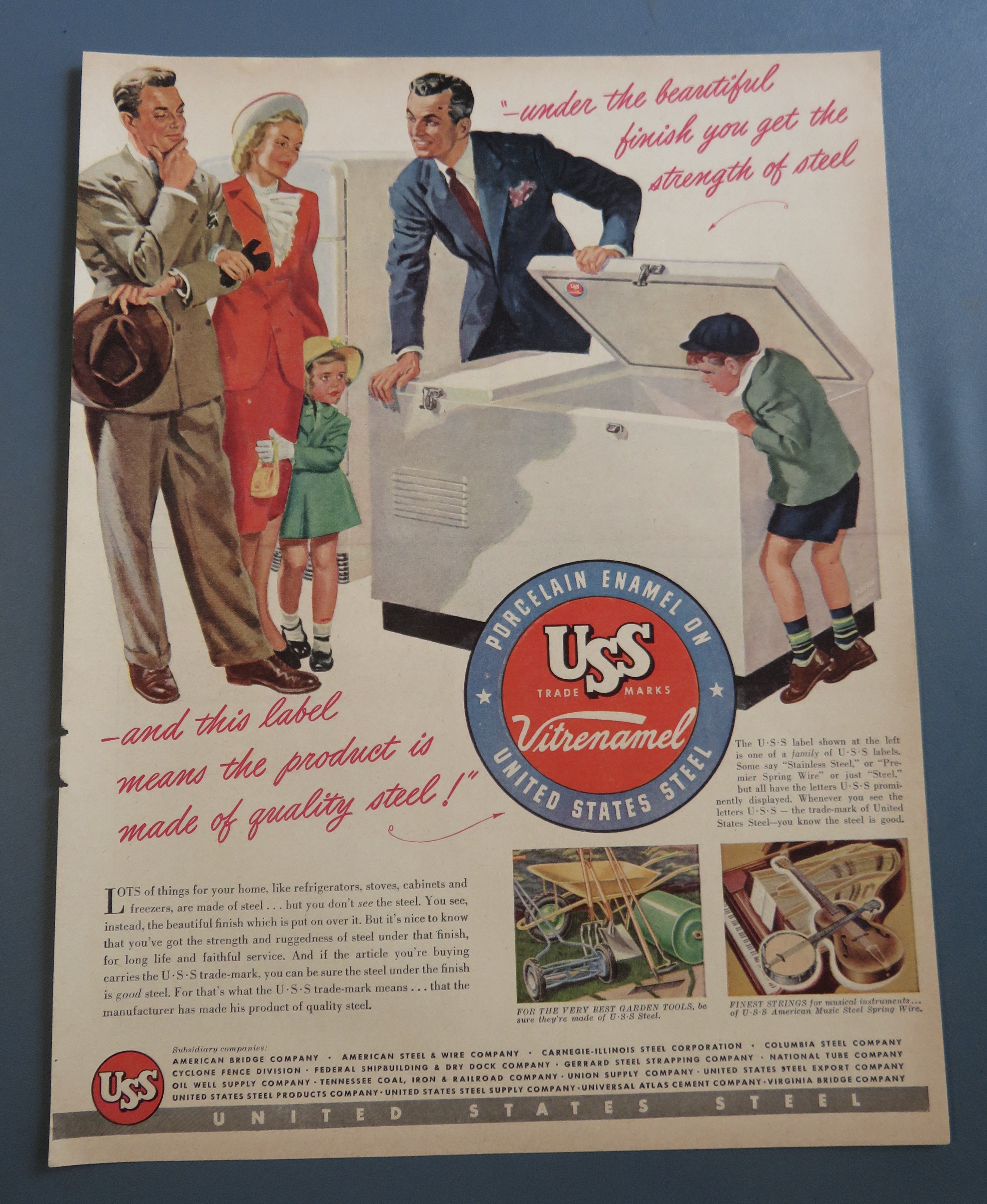 1948 USS Steel with Family Looking at a Freezer