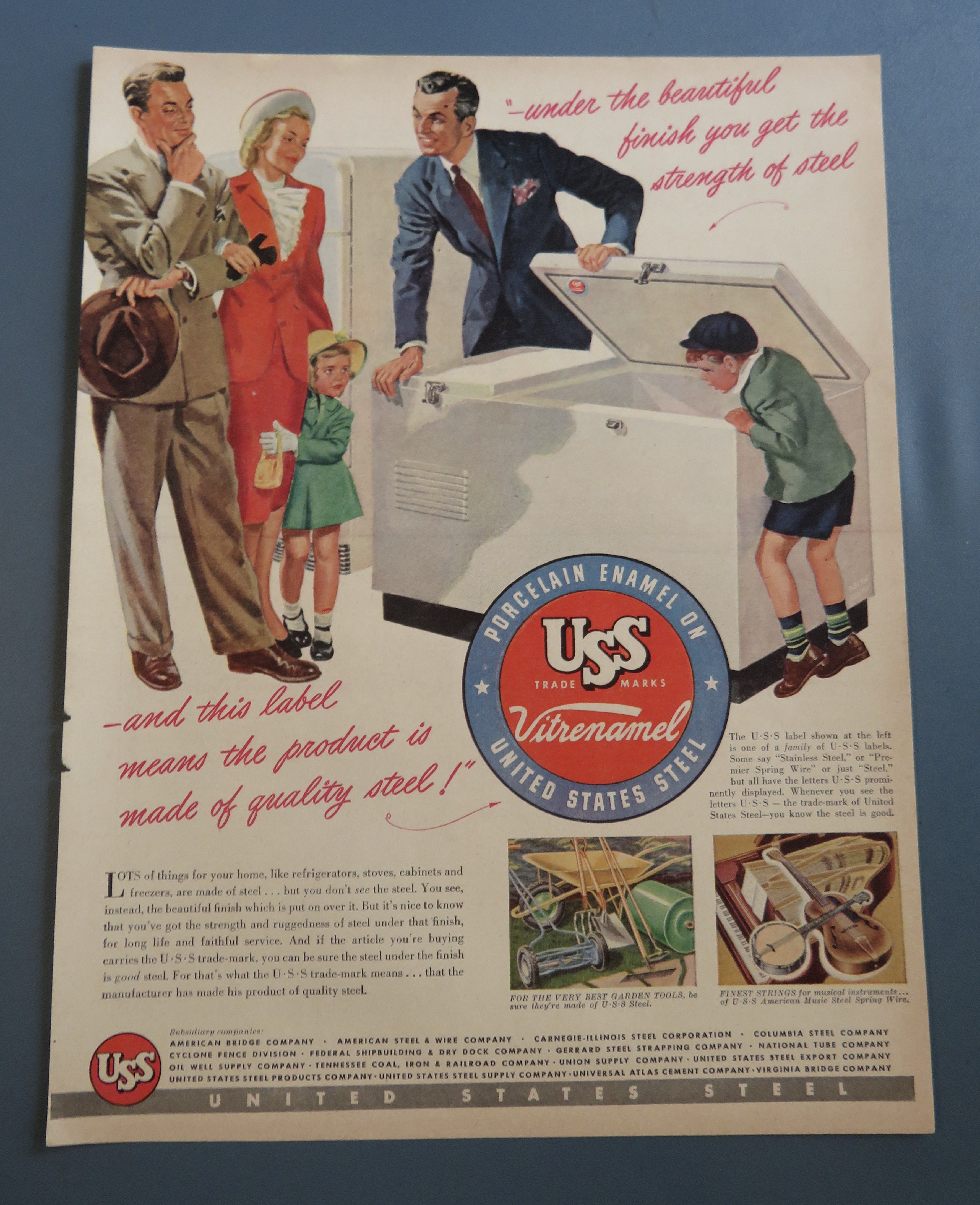 1948 USS Steel with Family Looking at a Freezer