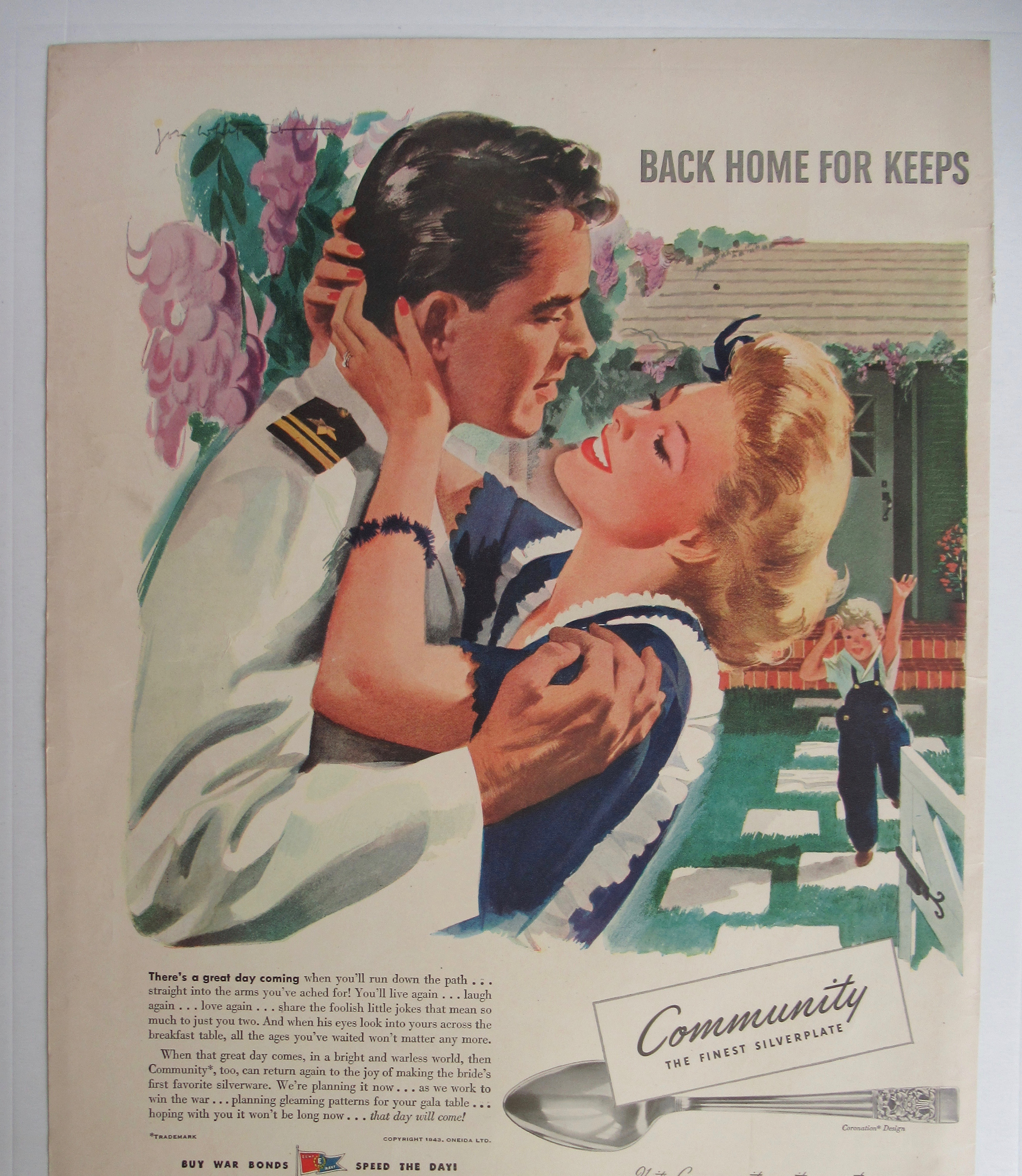 1943 Community Silverplate with Man & Woman Hugging