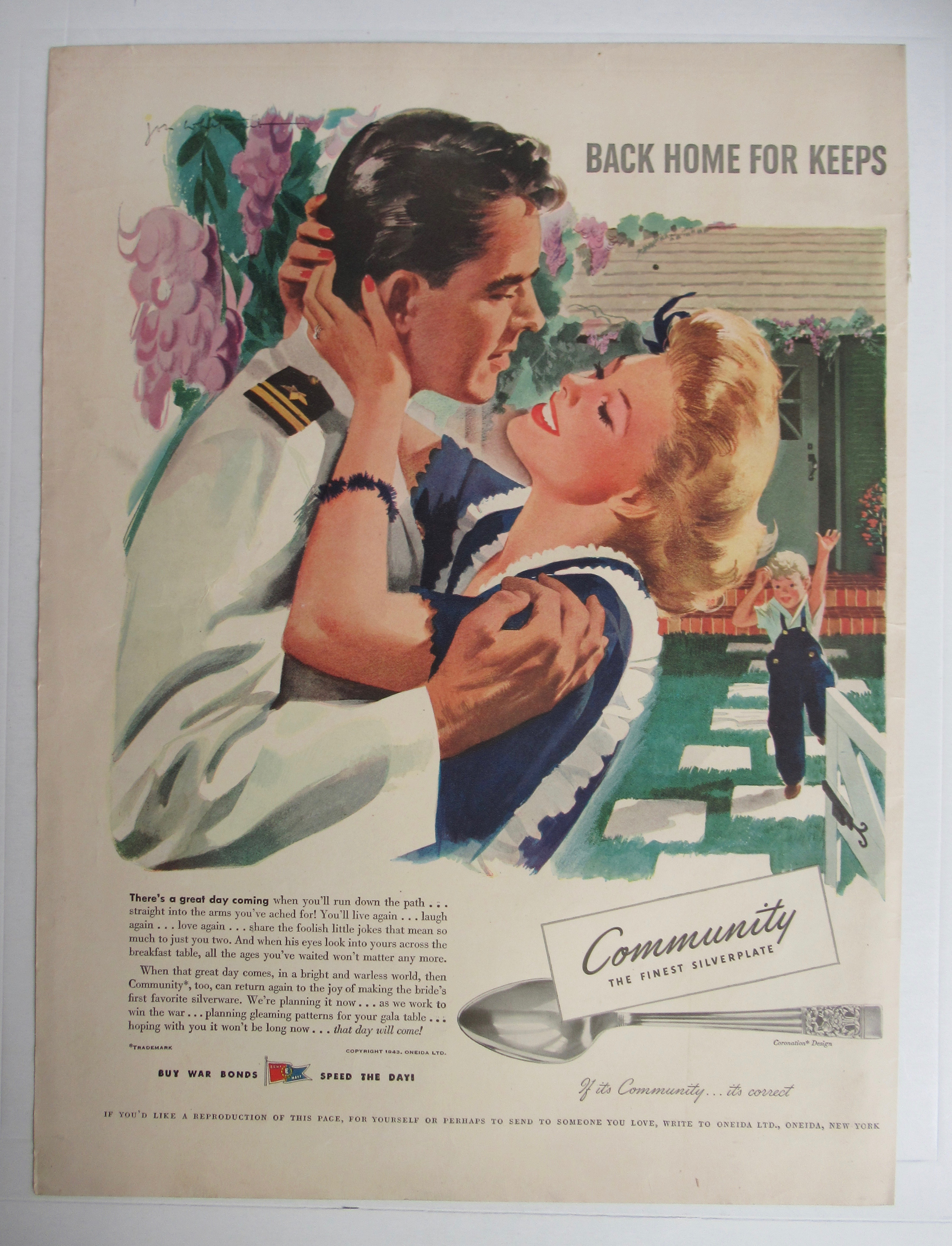 1943 Community Silverplate with Man & Woman Hugging