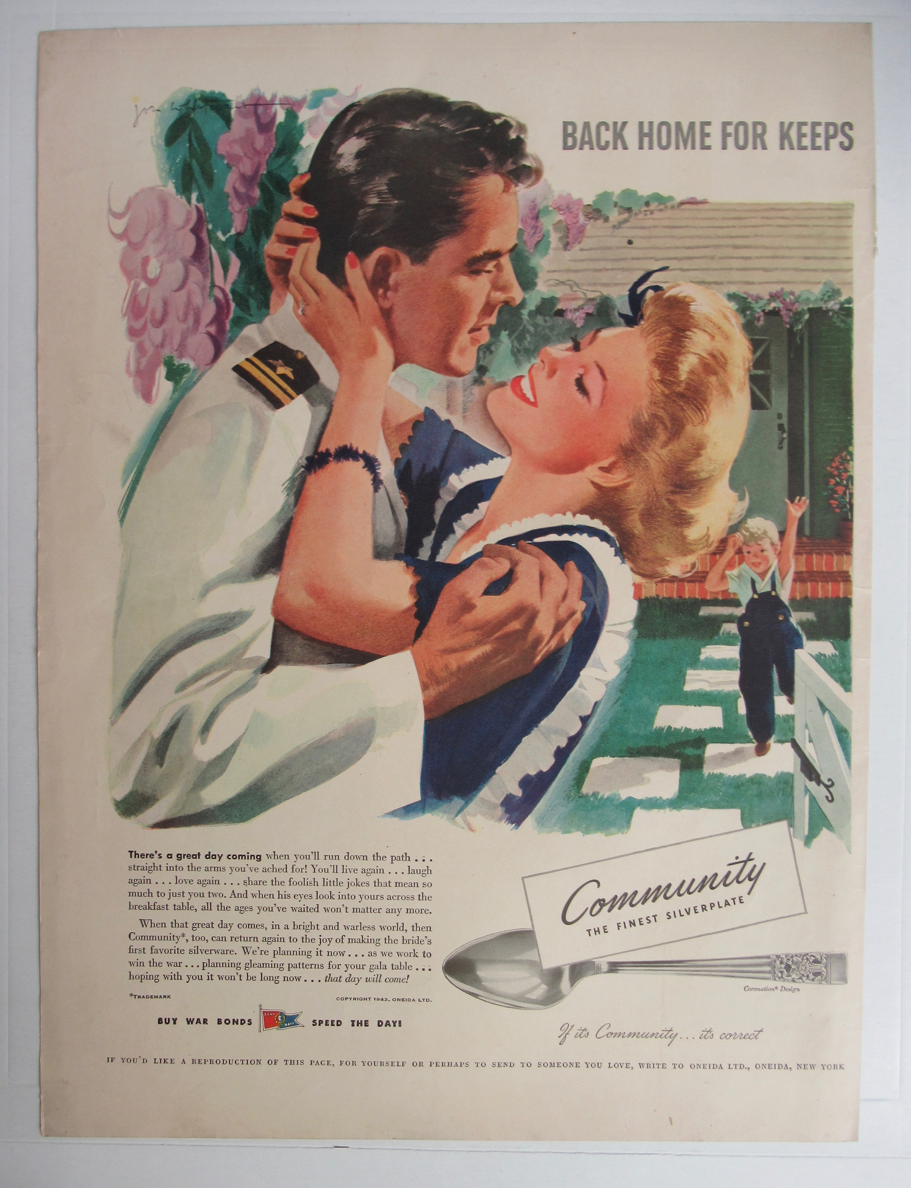 1943 Community Silverplate with Man & Woman Hugging