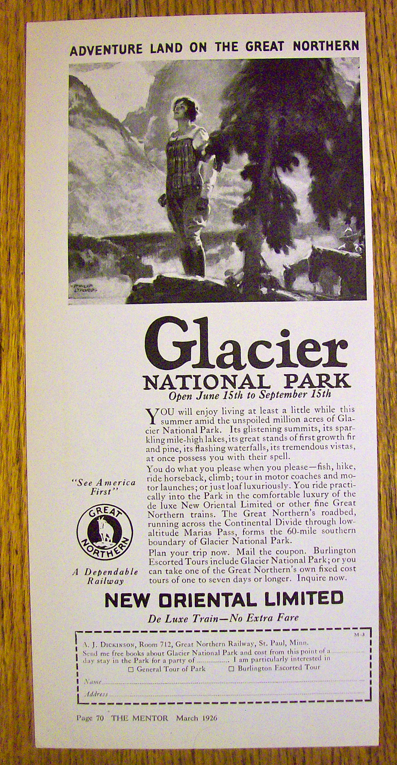 1926 New Oriental Limited with Glacier National Park