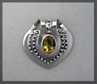 Pendant Sterling Silver CITRINE  Large.