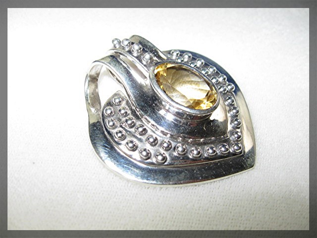 Pendant Sterling Silver CITRINE  Large.