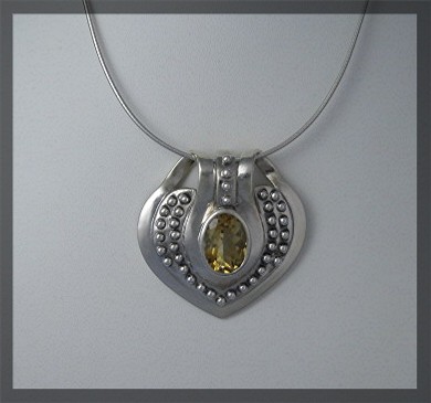 Pendant Sterling Silver CITRINE  Large.