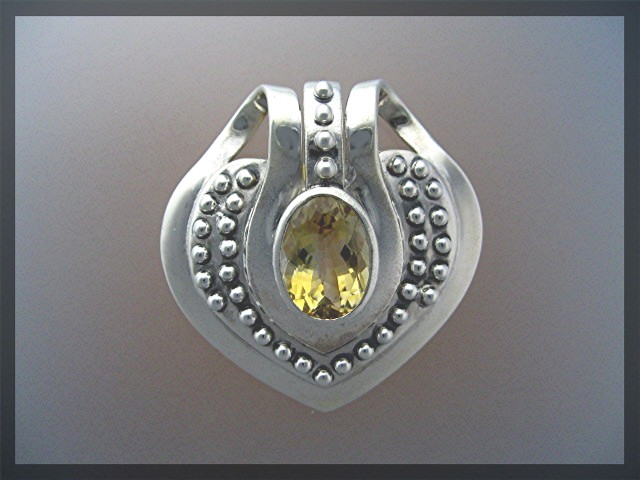 Pendant Sterling Silver CITRINE  Large.
