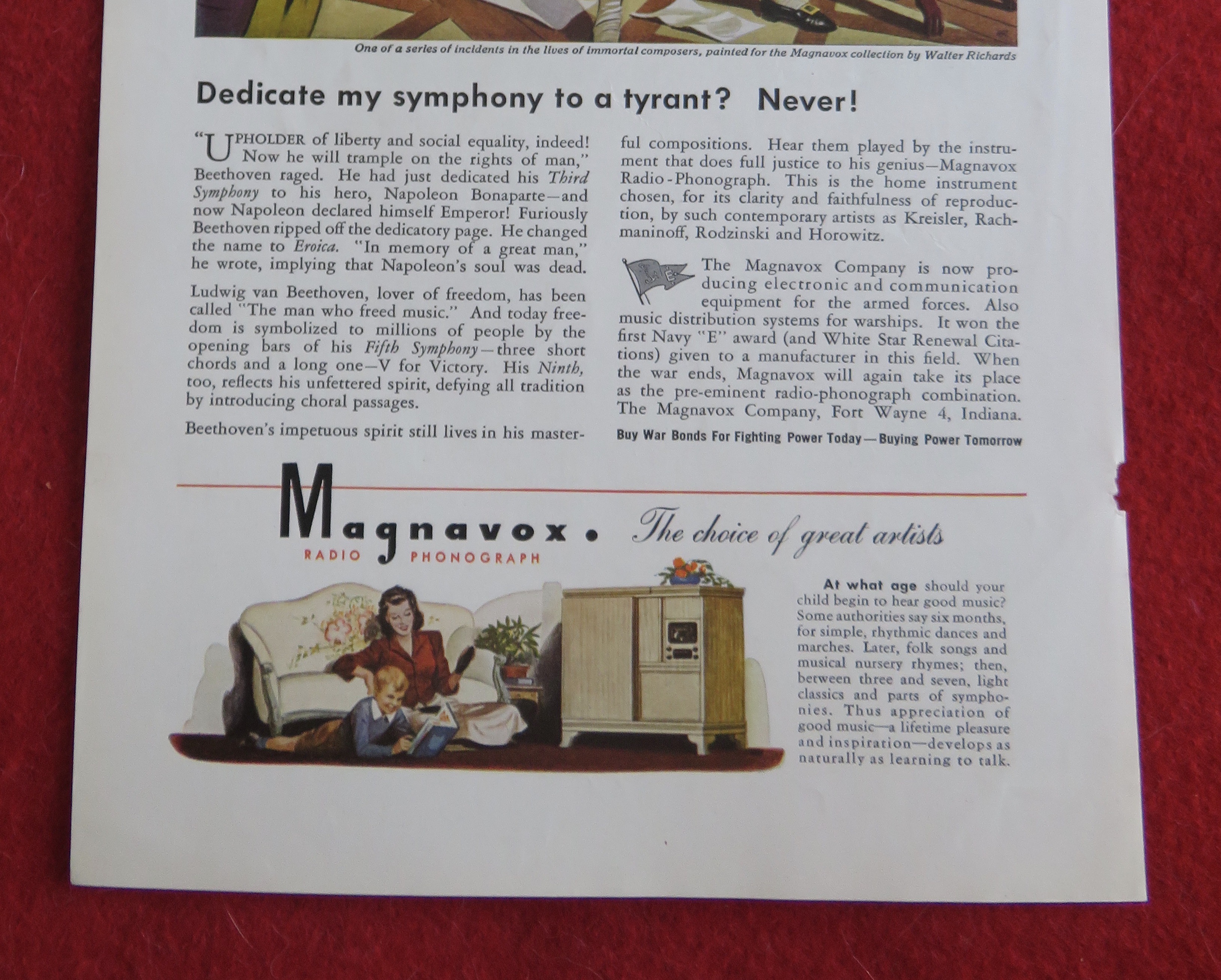 1944 Magnavox Radio Phonograph with Beethoven