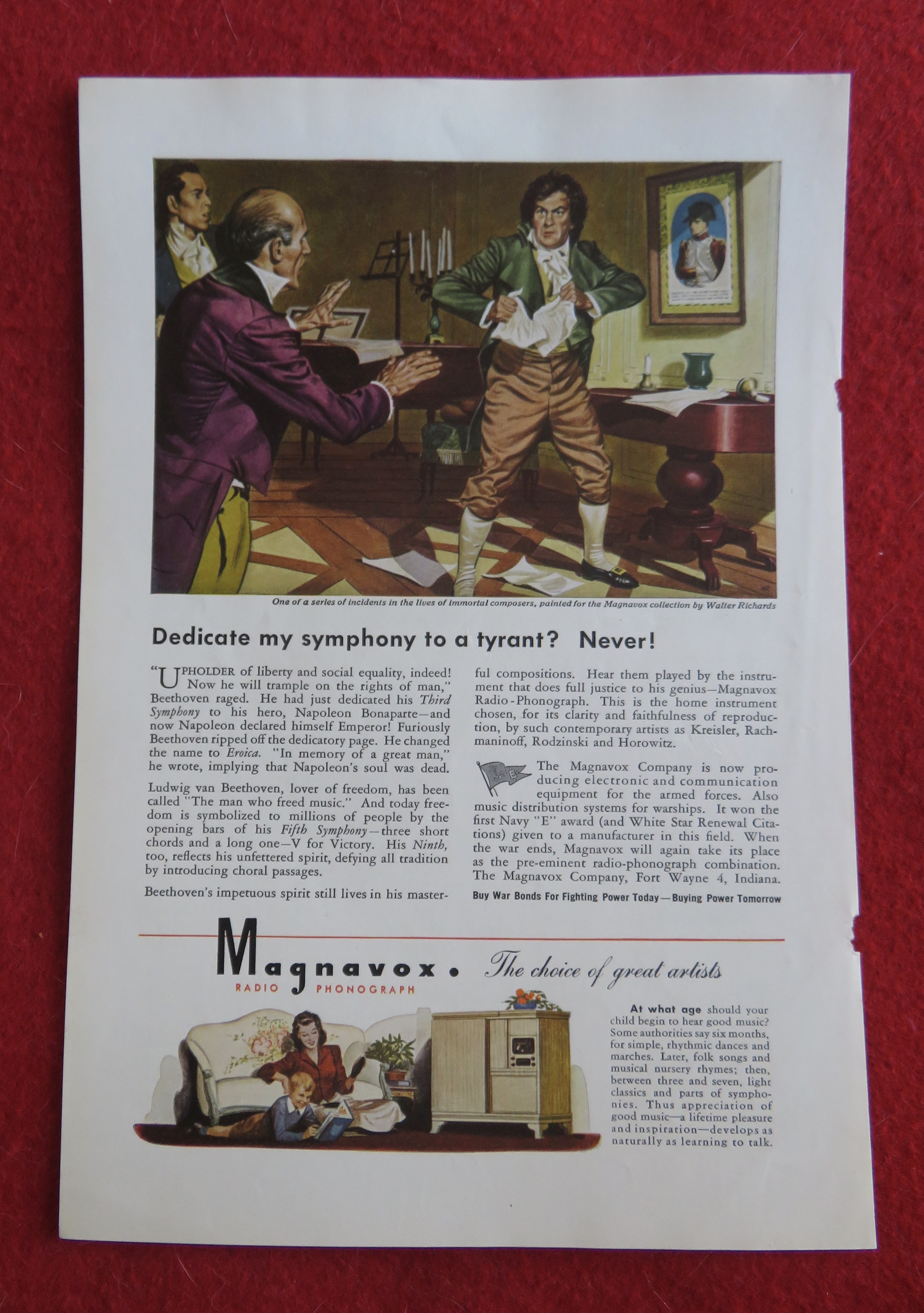 1944 Magnavox Radio Phonograph with Beethoven