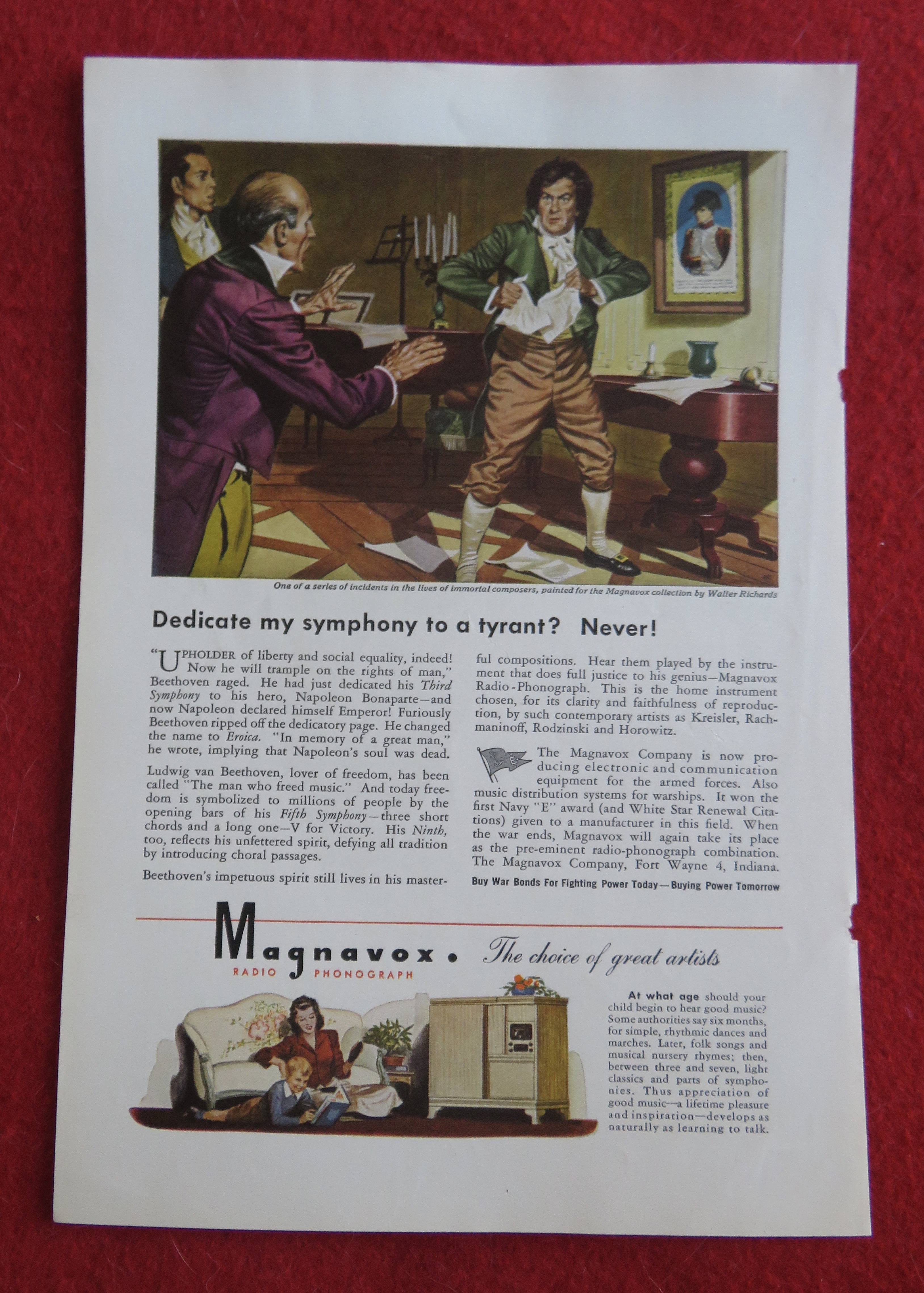 1944 Magnavox Radio Phonograph with Beethoven