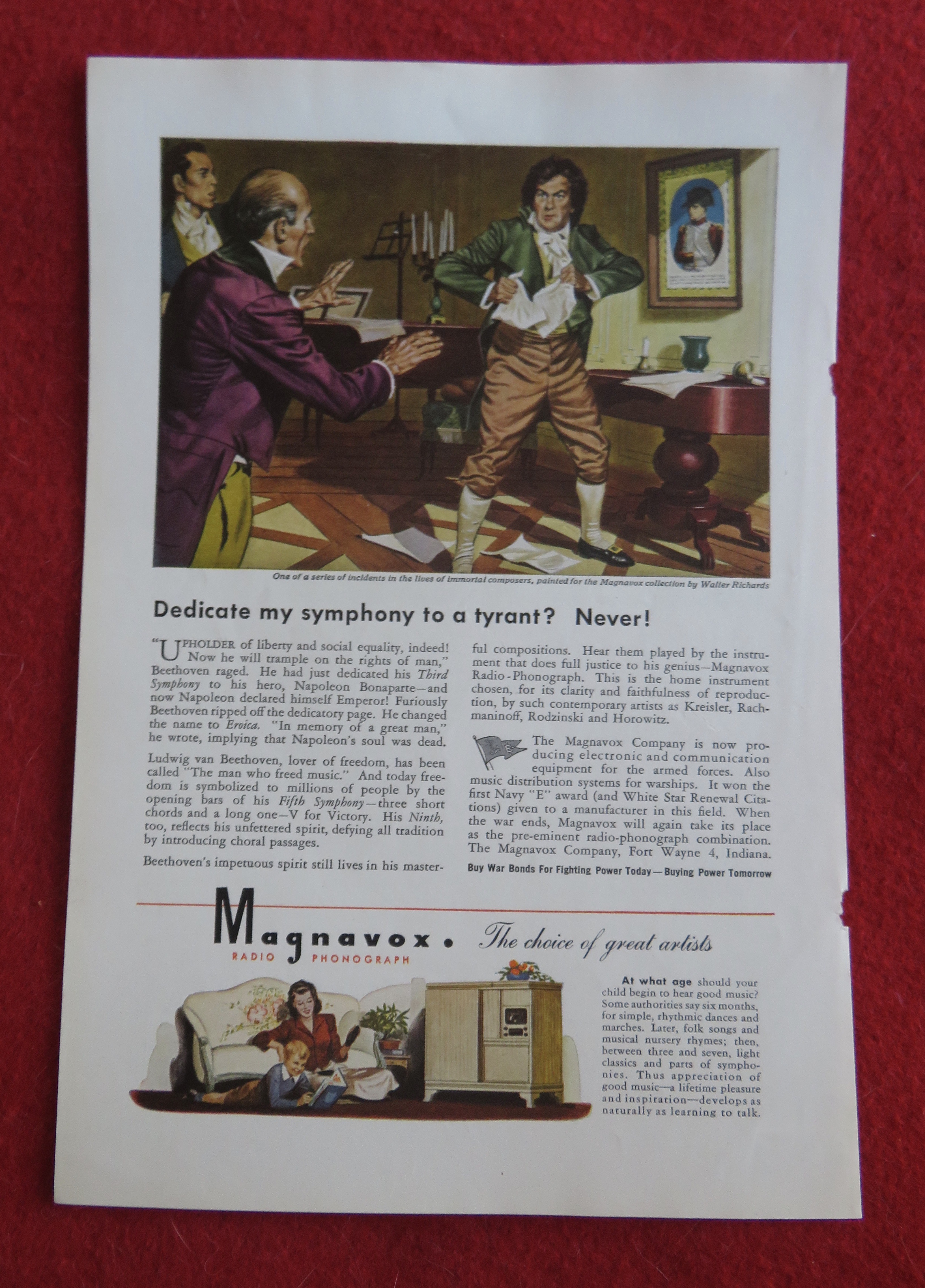 1944 Magnavox Radio Phonograph with Beethoven