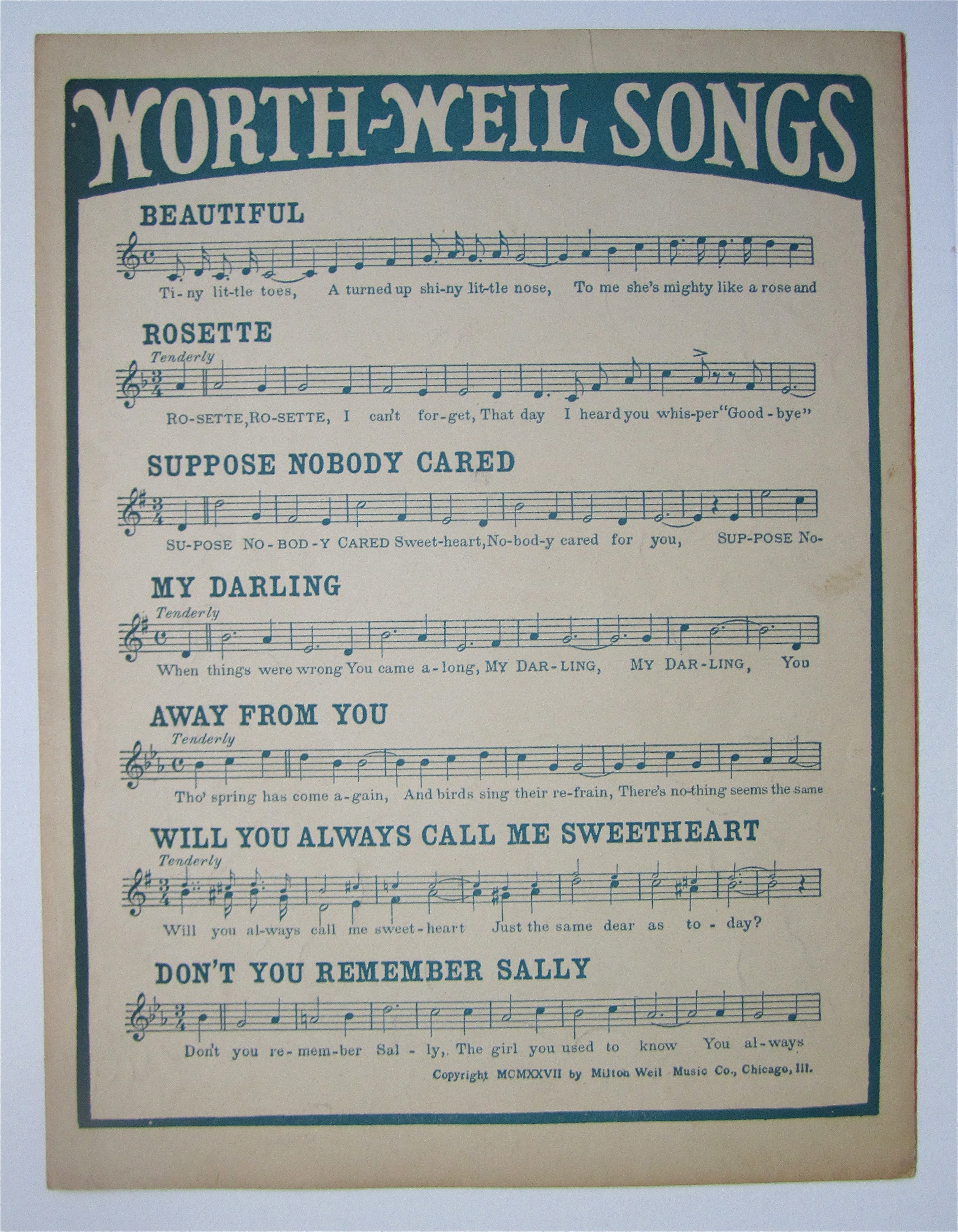 Sheet Music 1927 Beautiful