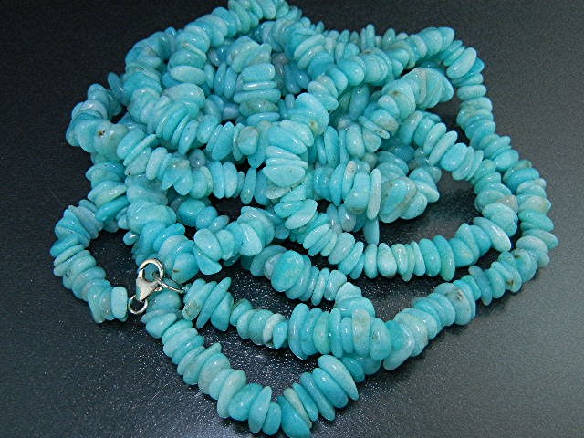 Peruvian Blue Opal Necklace 58 Inches Sterling Silver