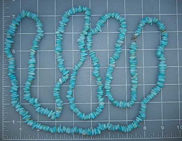 Peruvian Blue Opal Necklace 58 Inches Sterling Silver