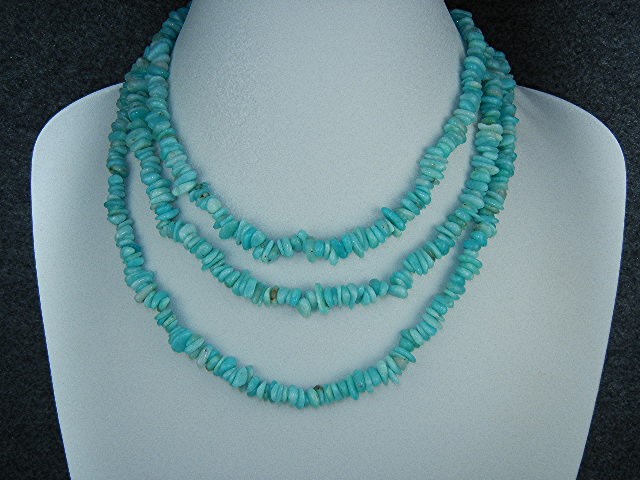 Peruvian Blue Opal Necklace 58 Inches Sterling Silver