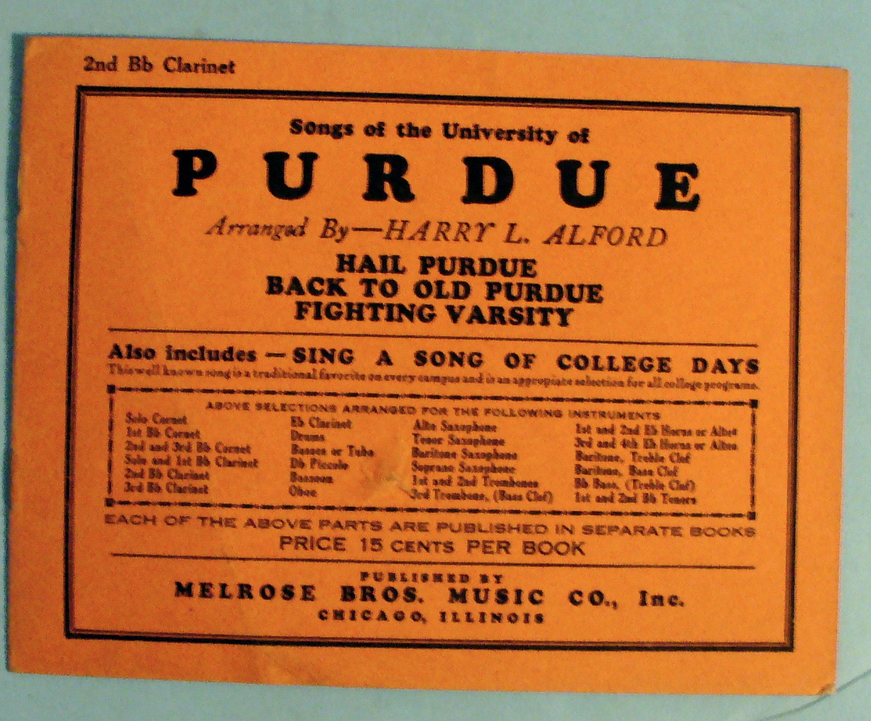 1930 Songs Of University Of Purdue by Harry L. Alford
