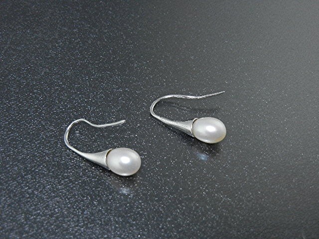 Freshwater Pearl Sterling Silver Shepherd Hook Earrings