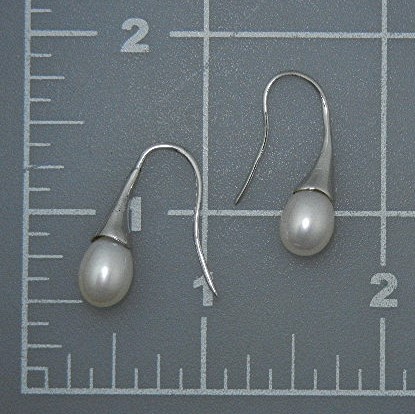 Freshwater Pearl Sterling Silver Shepherd Hook Earrings